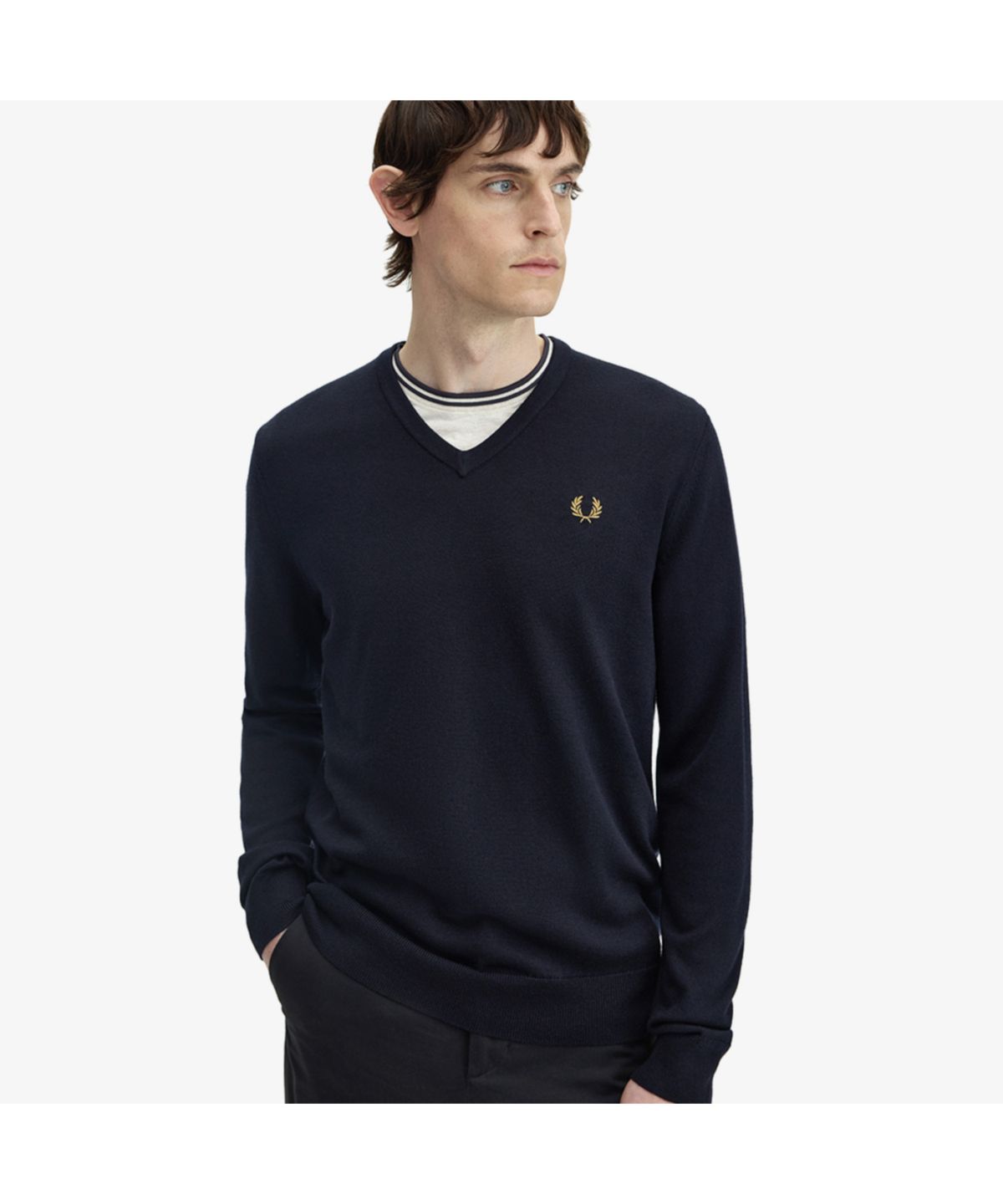 프레드페리(FRED PERRY) [Baseline] 클래식 브이넥 니트 - 네이비 AFPM2439600-795