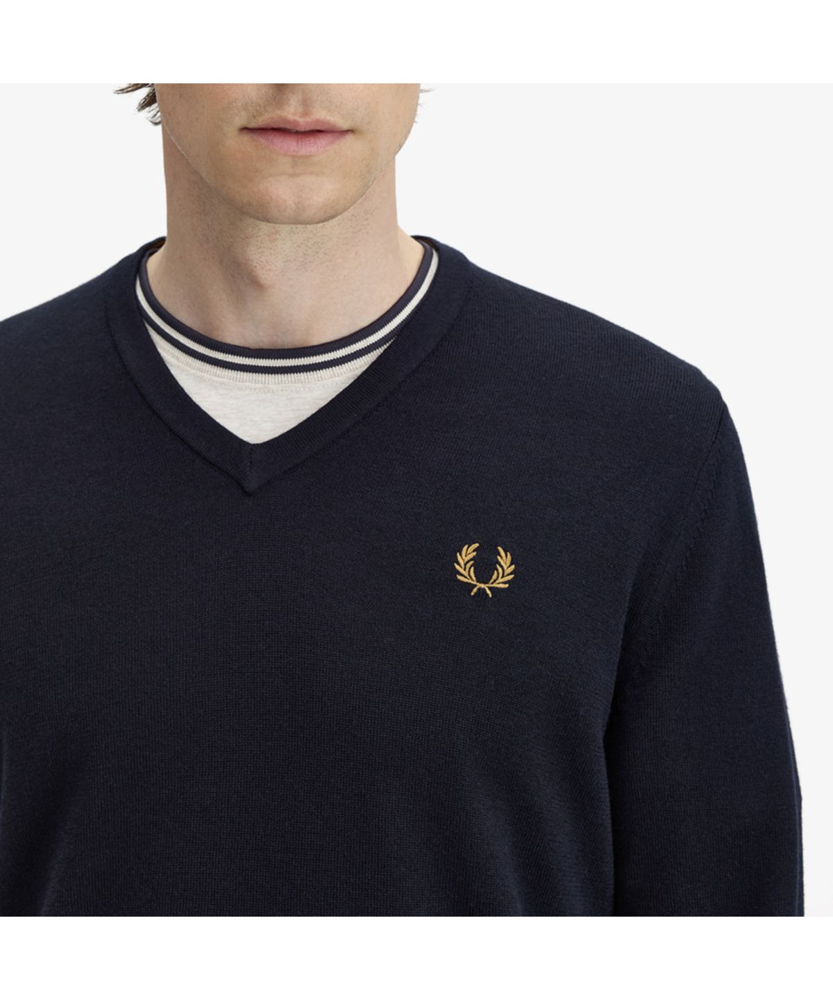 프레드페리(FRED PERRY) [Baseline] 클래식 브이넥 니트 - 네이비 AFPM2439600-795