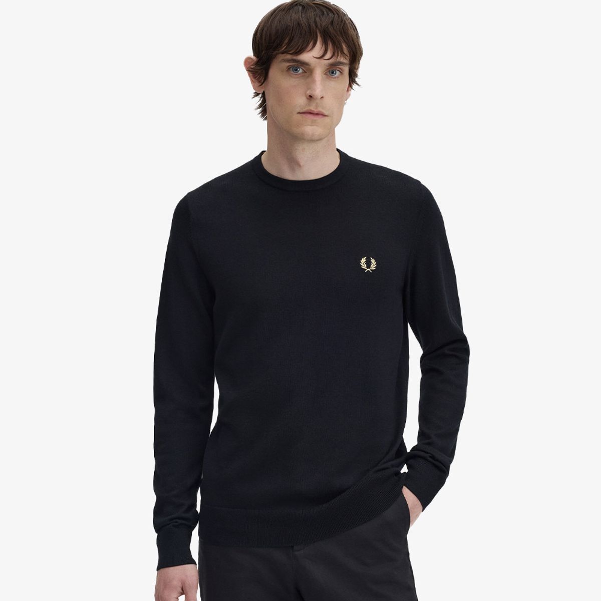 프레드페리(FRED PERRY) [Baseline] 클래식 크루넥 니트 - 블랙 AFPM2G99601-198