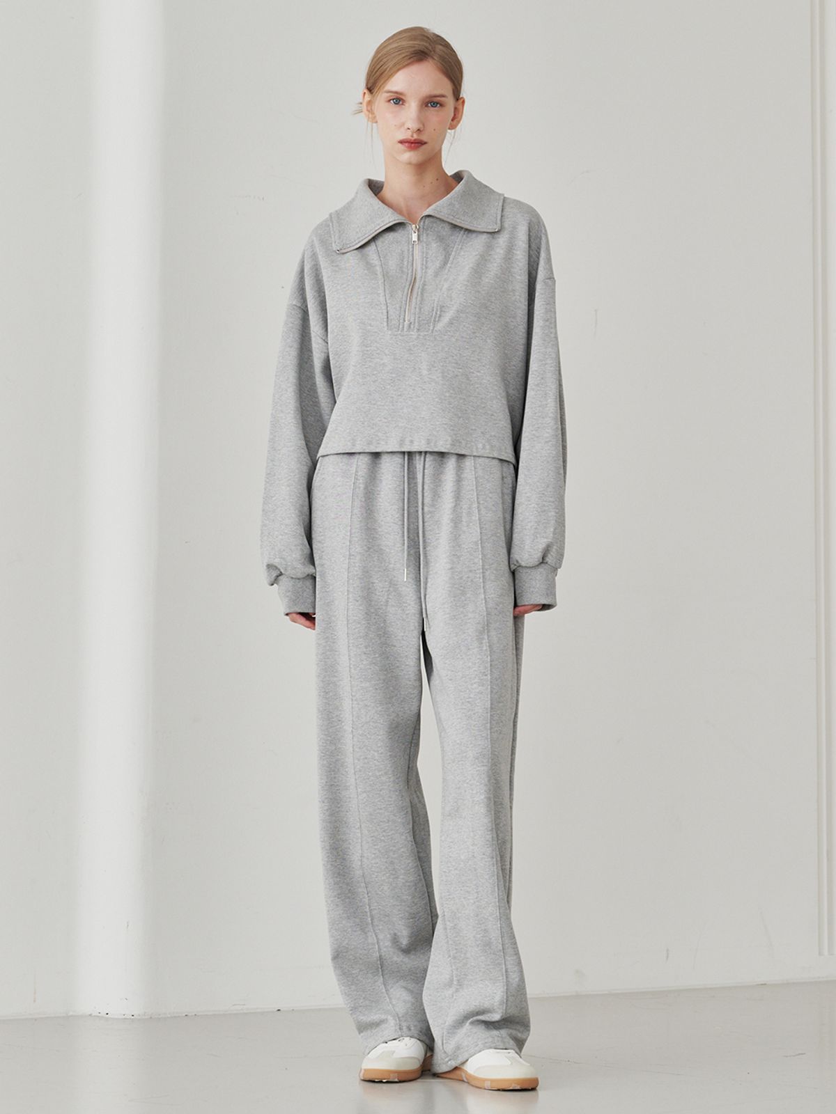 누브(NOUVE) Collar Zip up T-Shirts - M. Gray
