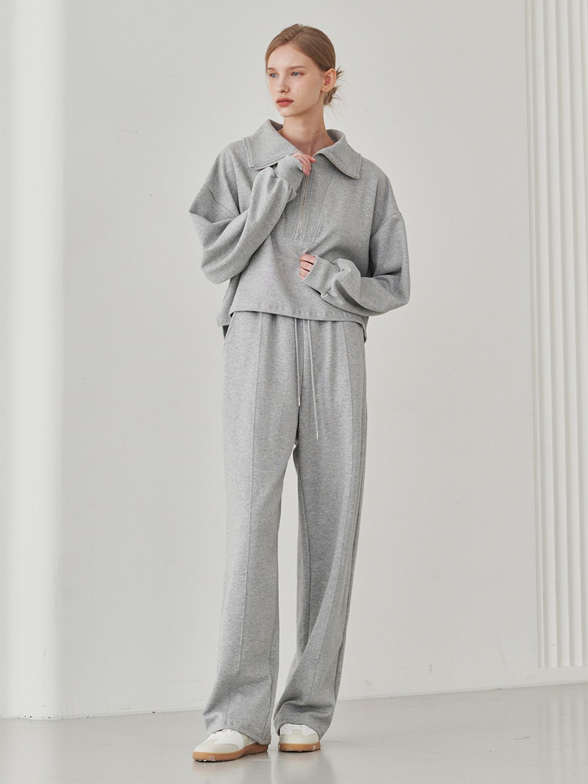 누브(NOUVE) Collar Zip up T-Shirts - M. Gray