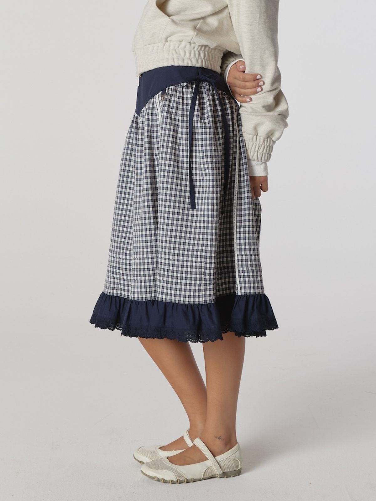 글로니(GLOWNY) AMELIA TIERED RUFFLE SKIRT (COTTAGE BLUE)
