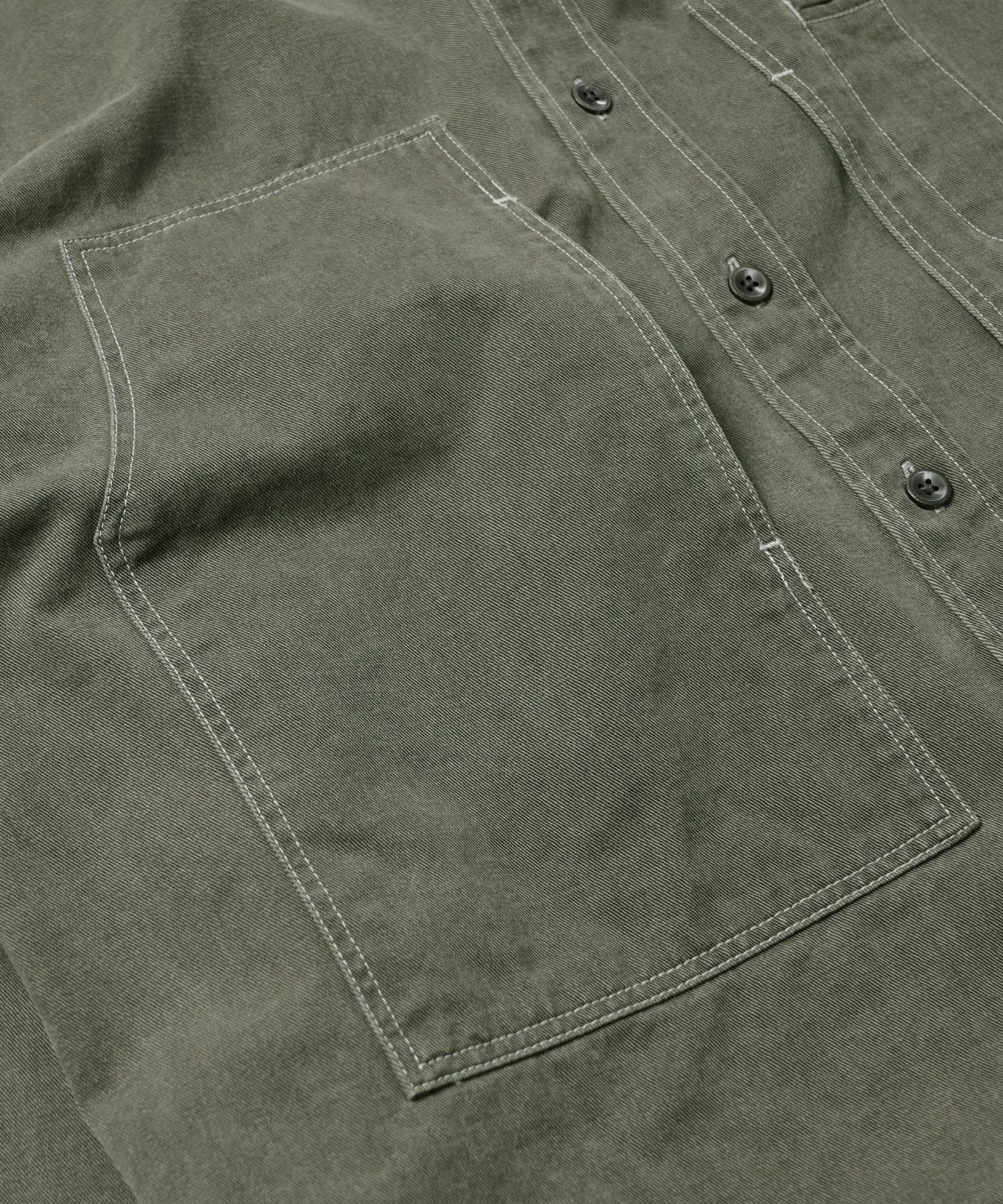 프리즘웍스(FRIZMWORKS) WASHED CARPENTER POCKET WORK SHIRT _ OLIVE