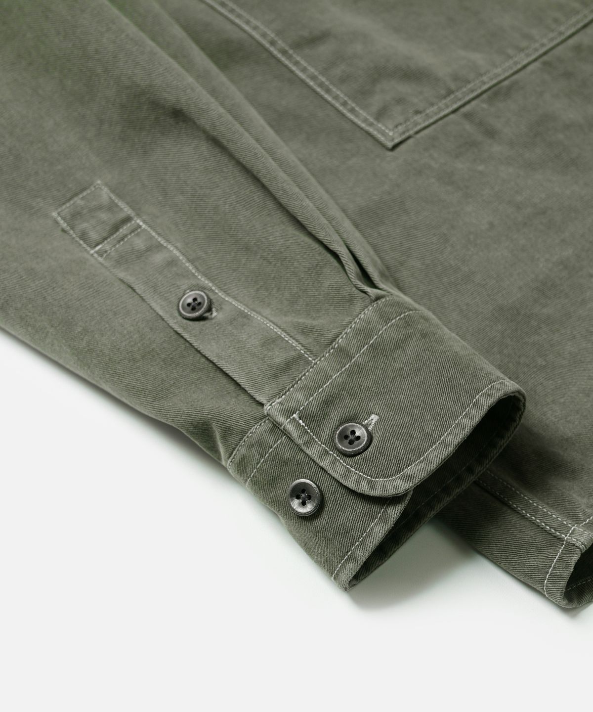 프리즘웍스(FRIZMWORKS) WASHED CARPENTER POCKET WORK SHIRT _ OLIVE