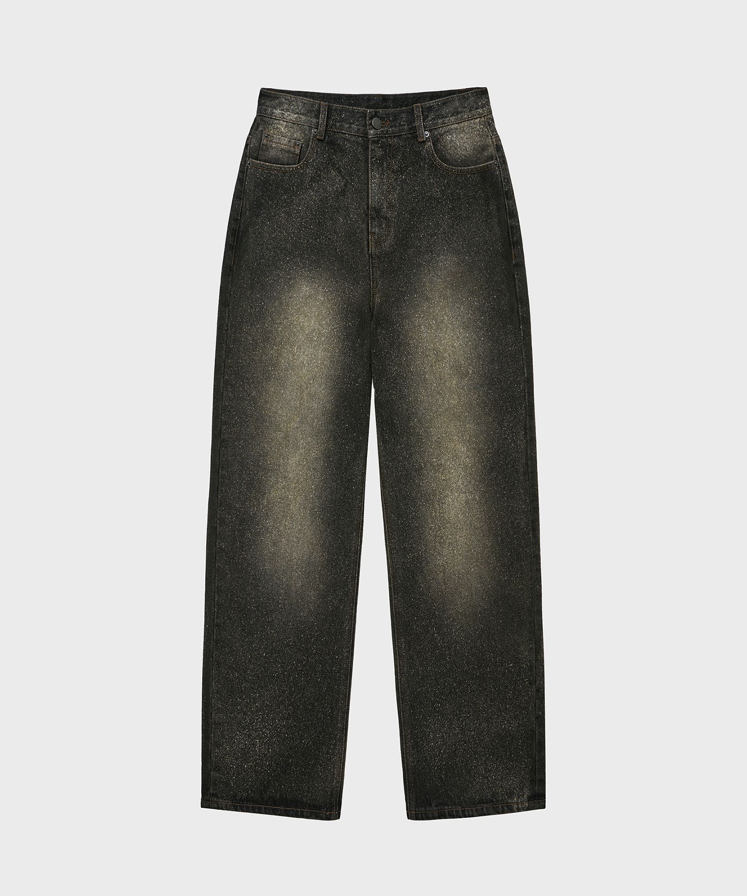 MUSINSA | NOIRER Splash Straight Denim Pants (Black)