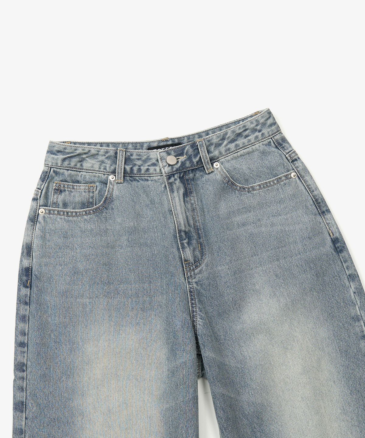 토피 우먼(TOFFEE WOMEN) W 플레인 와이드 데님 팬츠 (LIGHT BLUE)