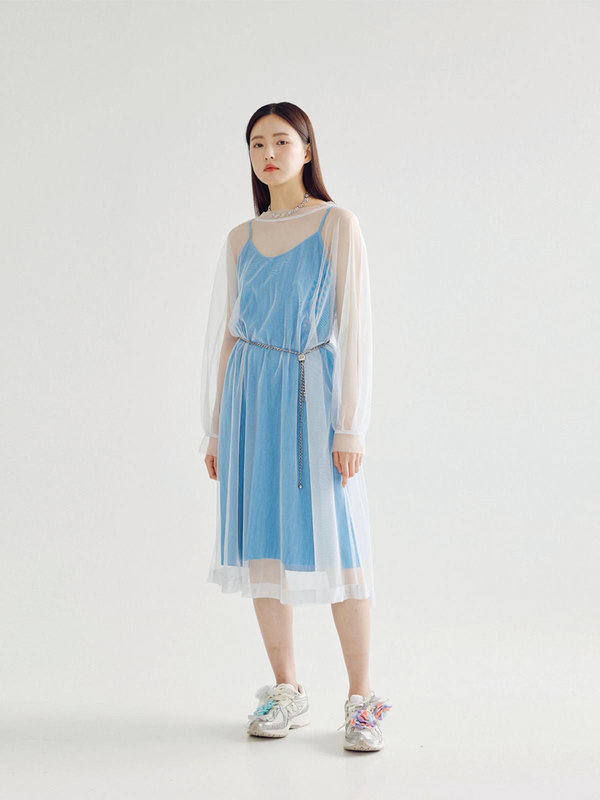 봄날 부티크(BOMNAL BOUTIQUE) 시스루 미디 드레스 _ 그레이