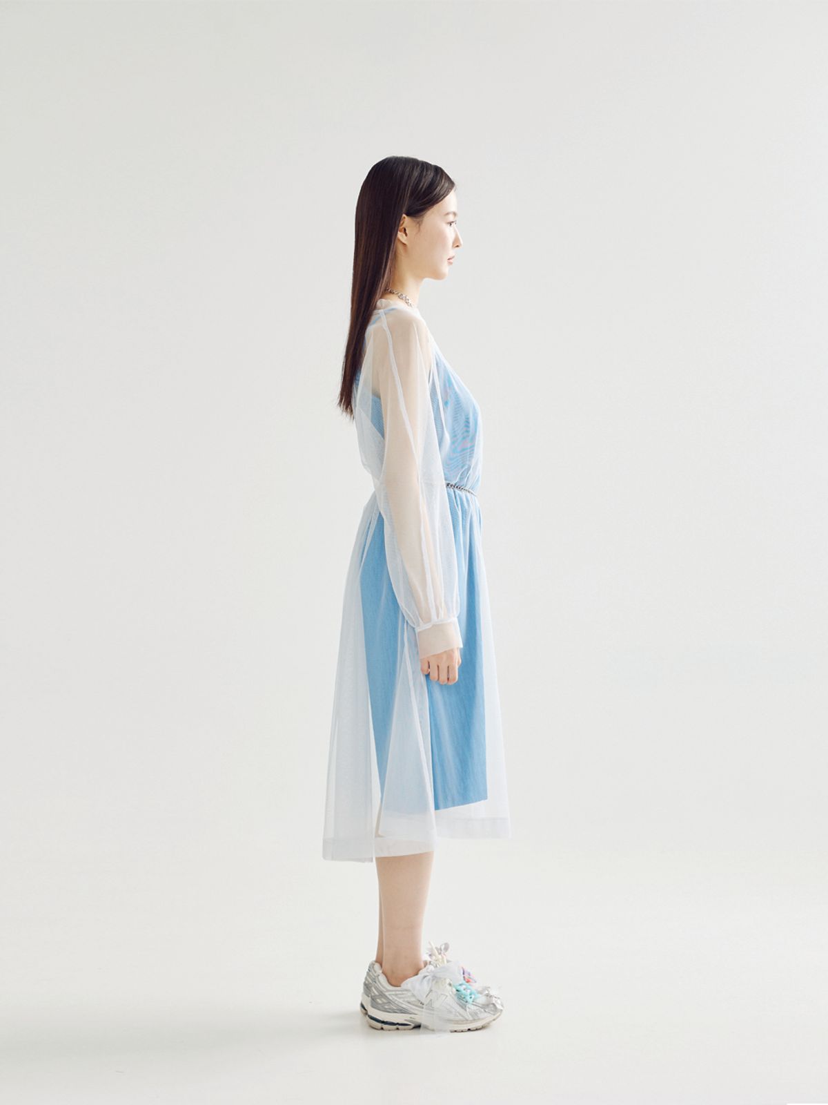 봄날 부티크(BOMNAL BOUTIQUE) 시스루 미디 드레스 _ 그레이