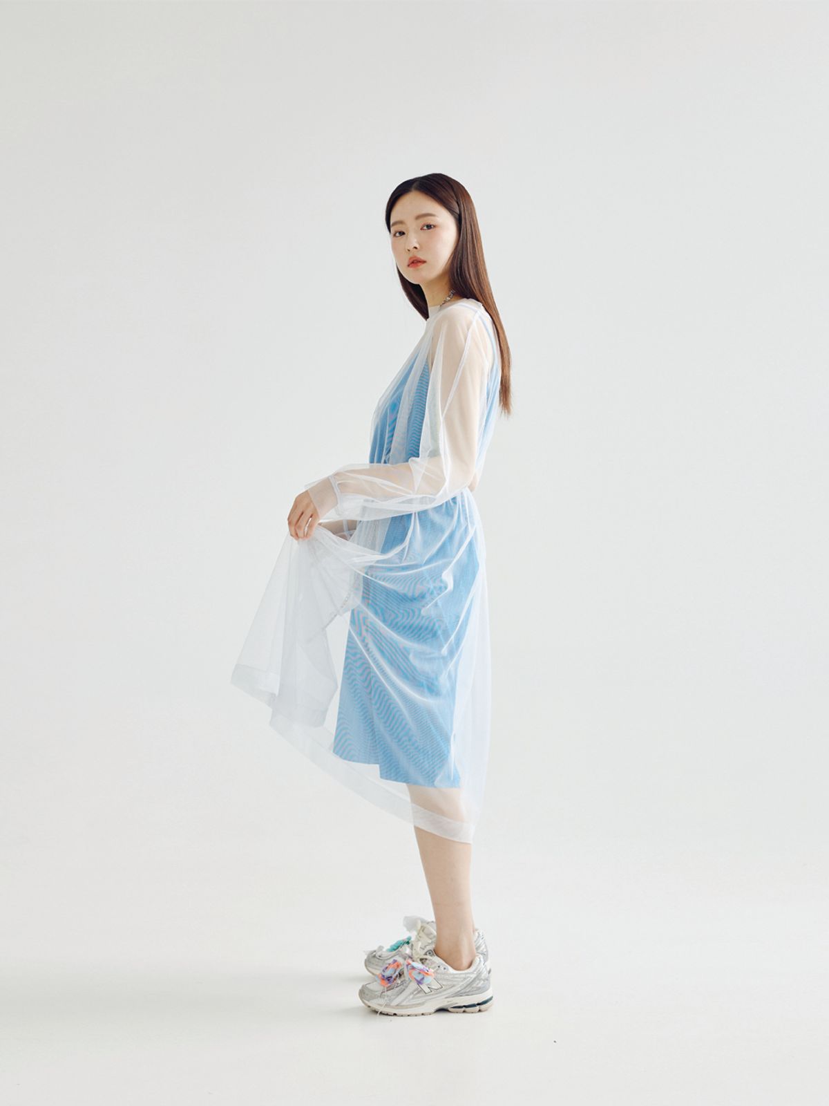 봄날 부티크(BOMNAL BOUTIQUE) 시스루 미디 드레스 _ 그레이