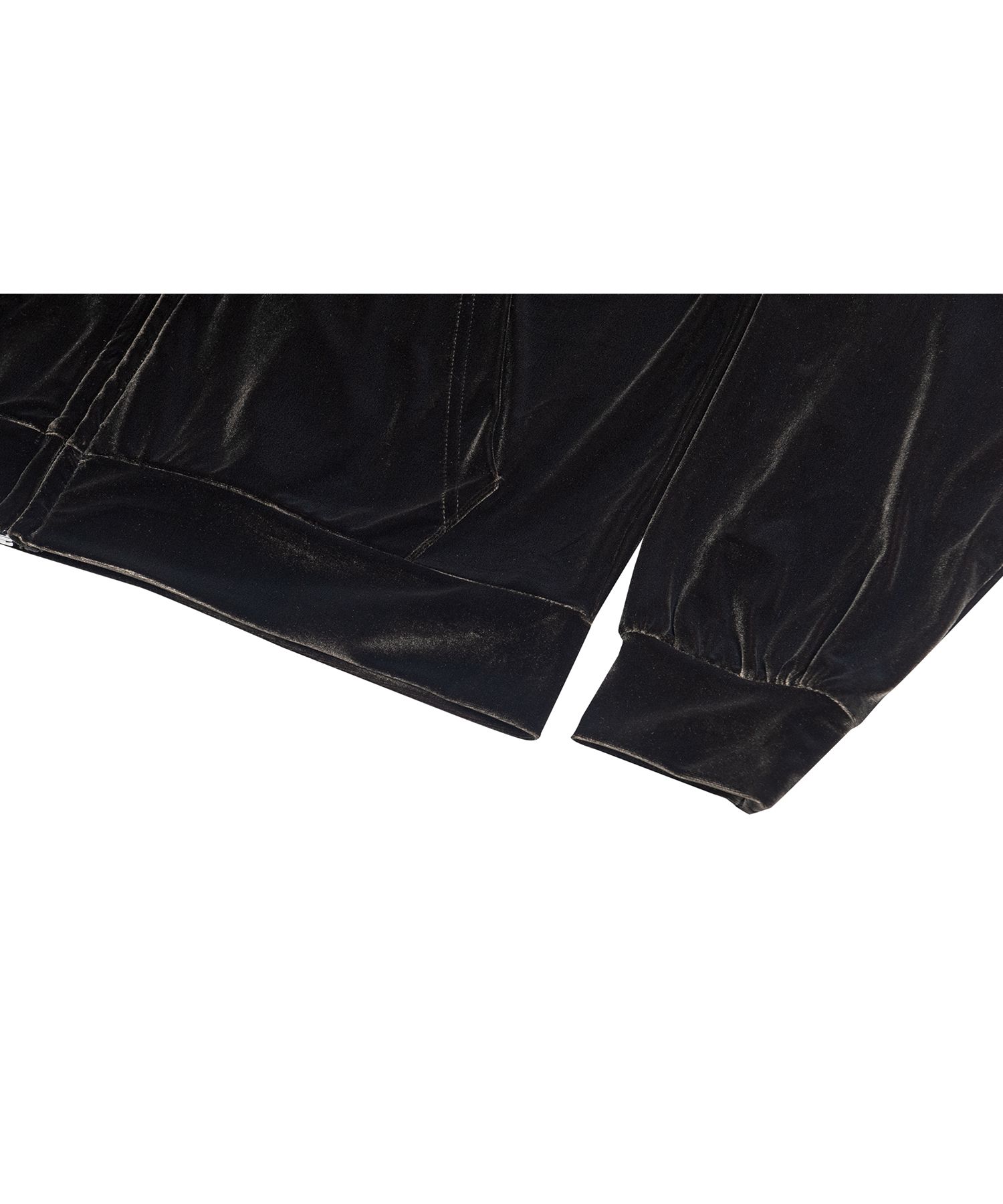 MUSINSA | WOOALONG Signature velour slim hood zip-up - KHAKI