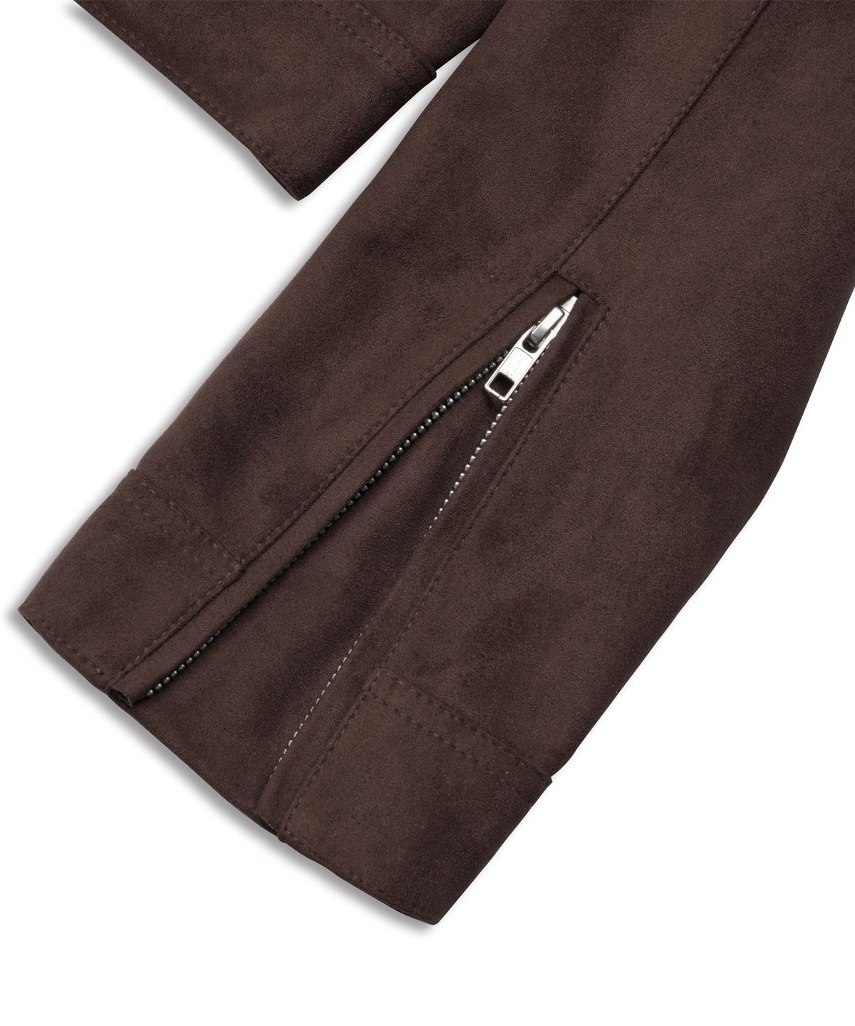 도프셉(DOFFSEPT) Vegan Leather Suede Racer Jacket in Mocha