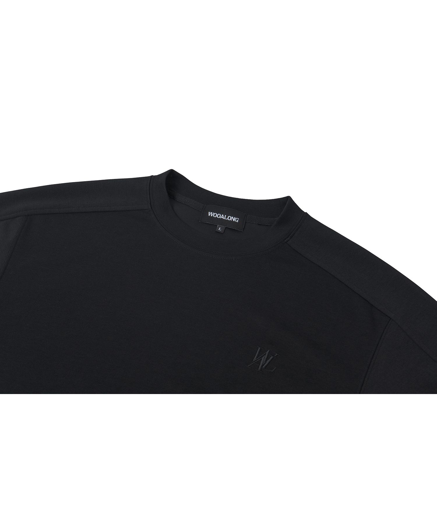 MUSINSA公式 | WOOALONG Oblique pocket sweatshirt - BLACK