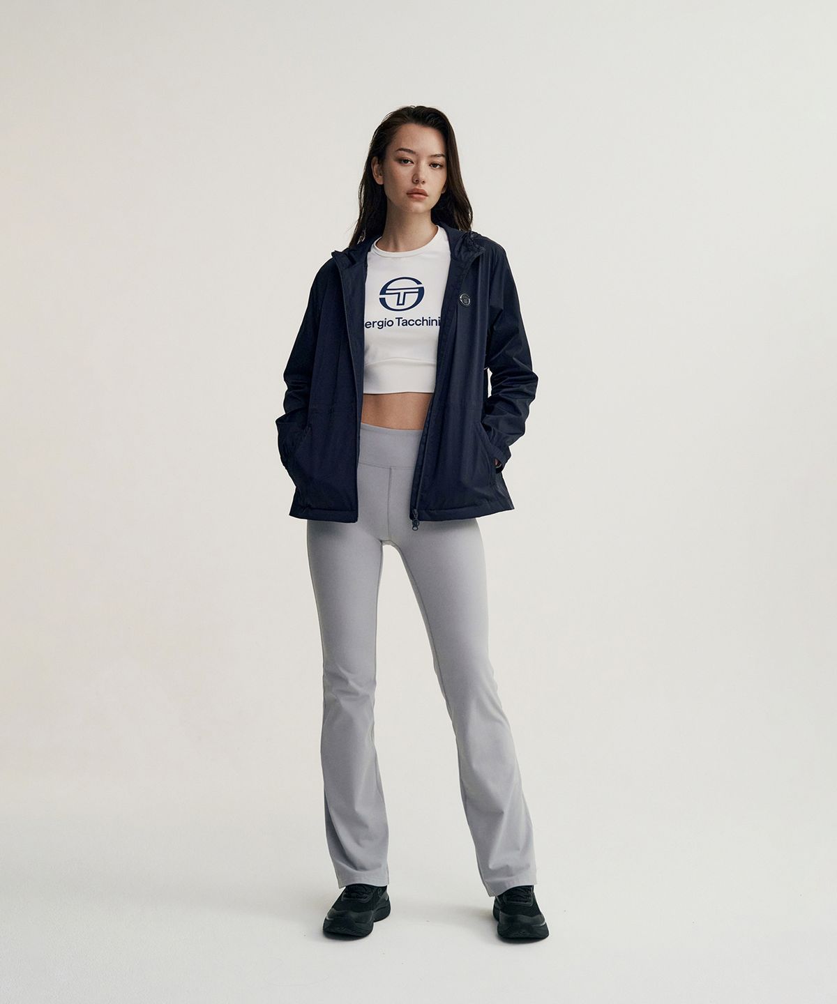 세르지오 타키니(SERGIO TACCHINI) W 데일리 후드 중기장 자켓 (Navy)