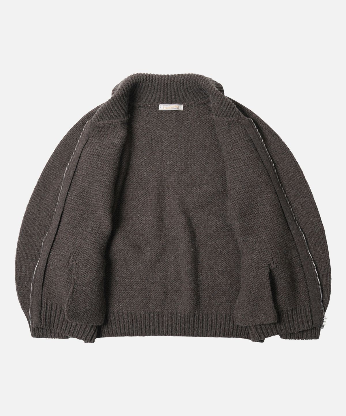 프리즘웍스(FRIZMWORKS) HEAVY COWICHAN ZIP UP CARDIGAN _ SEPHIA