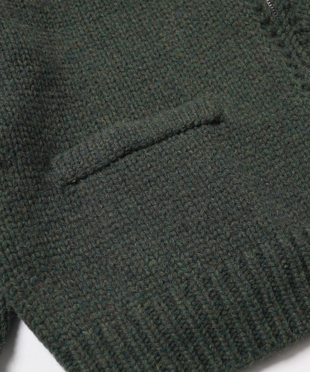 프리즘웍스(FRIZMWORKS) HEAVY COWICHAN ZIP UP CARDIGAN _ FOREST GREEN