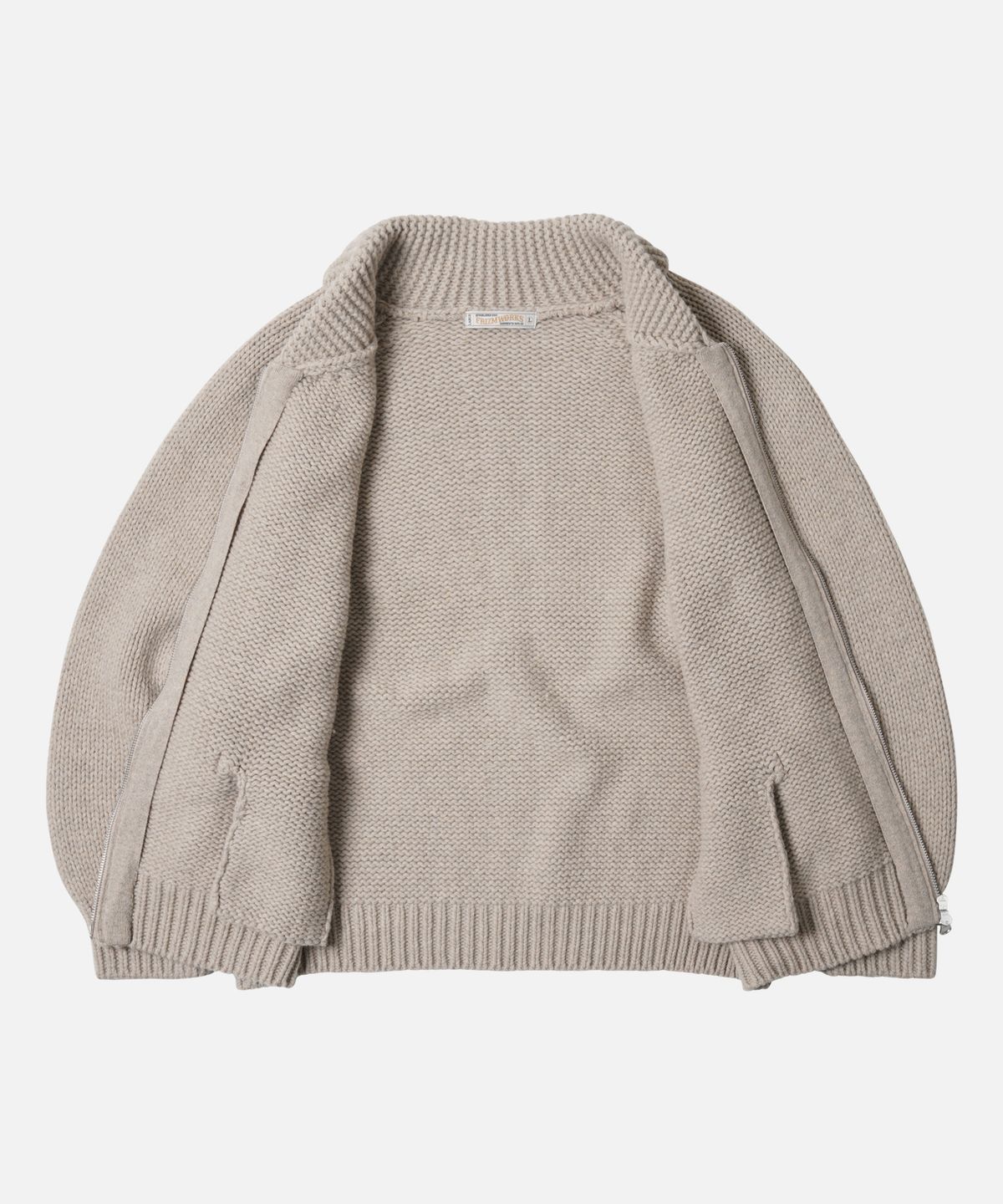 프리즘웍스(FRIZMWORKS) HEAVY COWICHAN ZIP UP CARDIGAN _ OATMEAL
