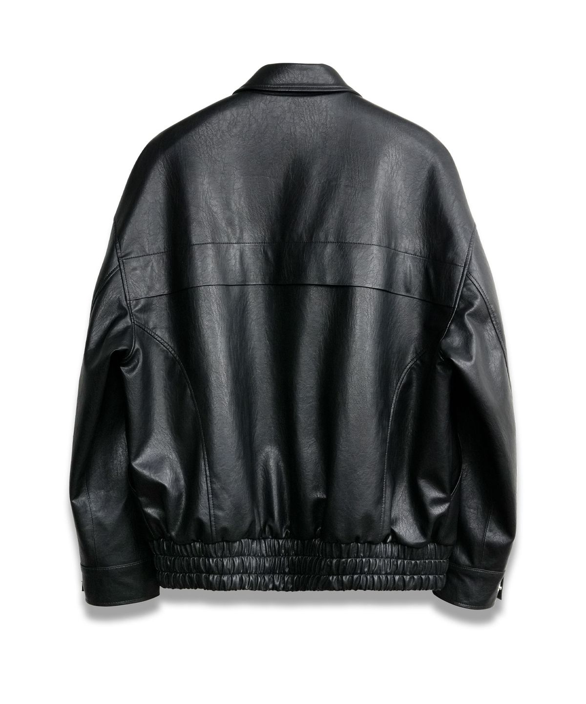 도프셉(DOFFSEPT) Vegan Leather Overfit Blouson Jacket in Black