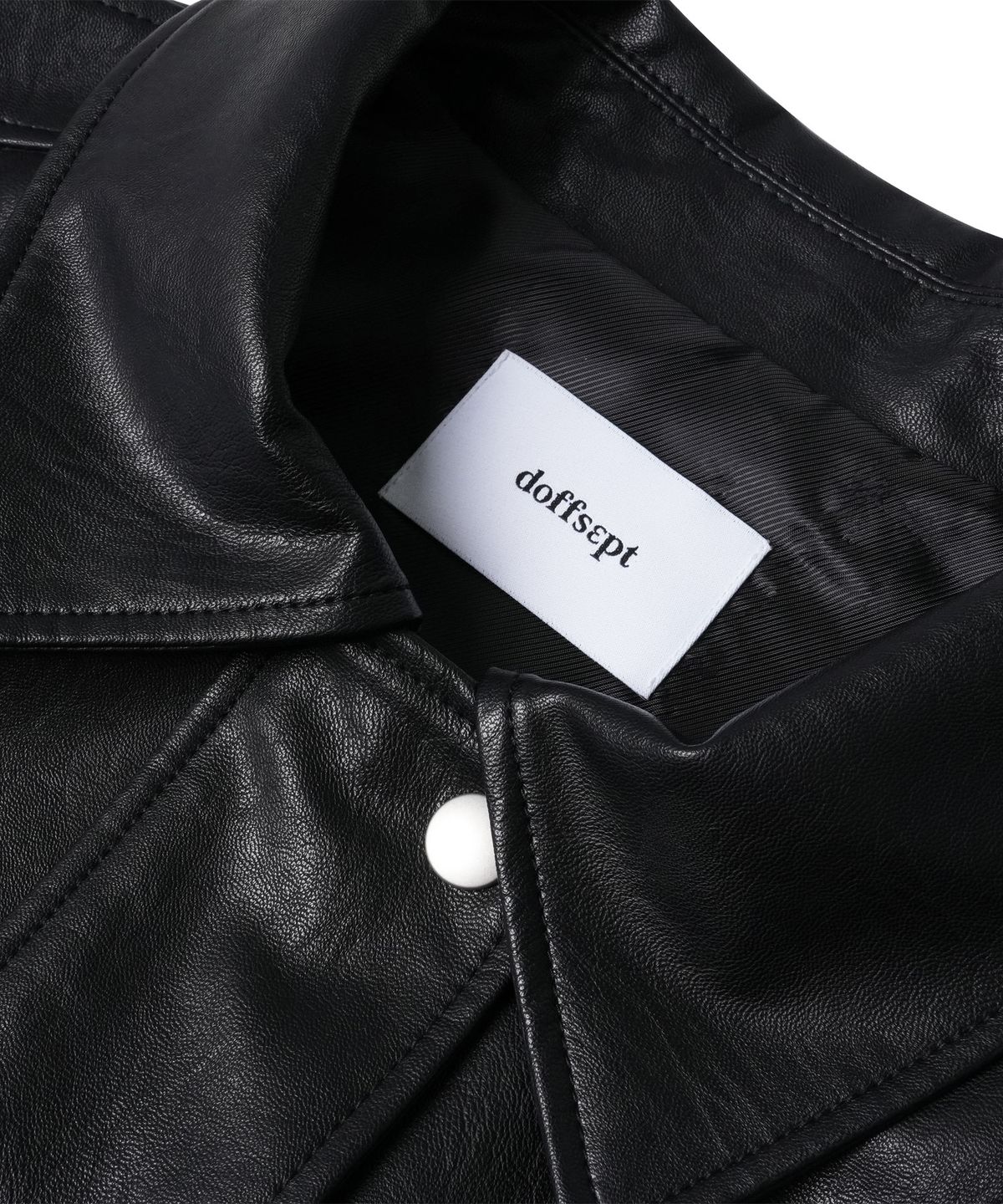 도프셉(DOFFSEPT) Vegan Leather Overfit Blouson Jacket in Black