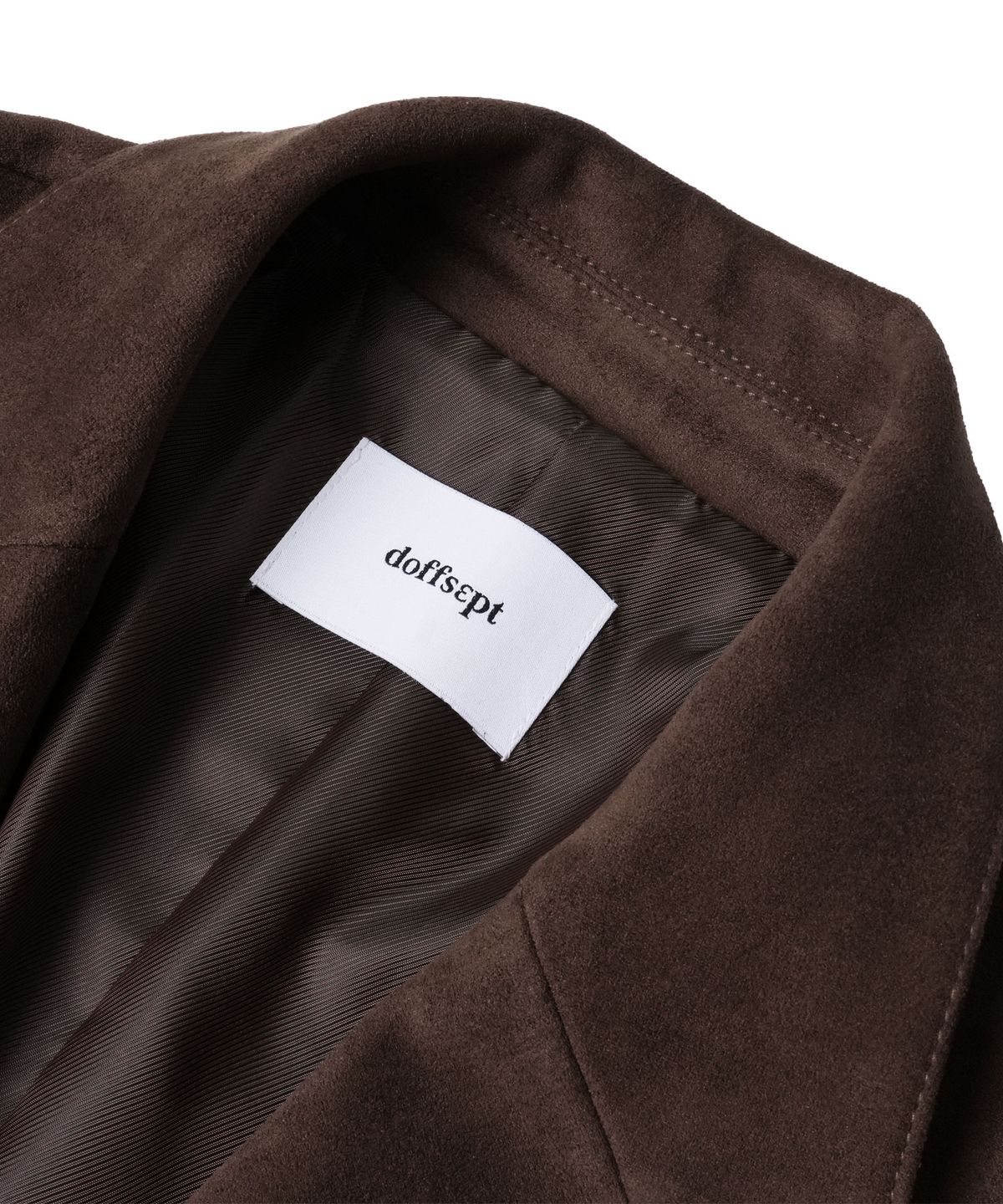 도프셉(DOFFSEPT) Vegan Leather Suede Single Blazer in Mocha