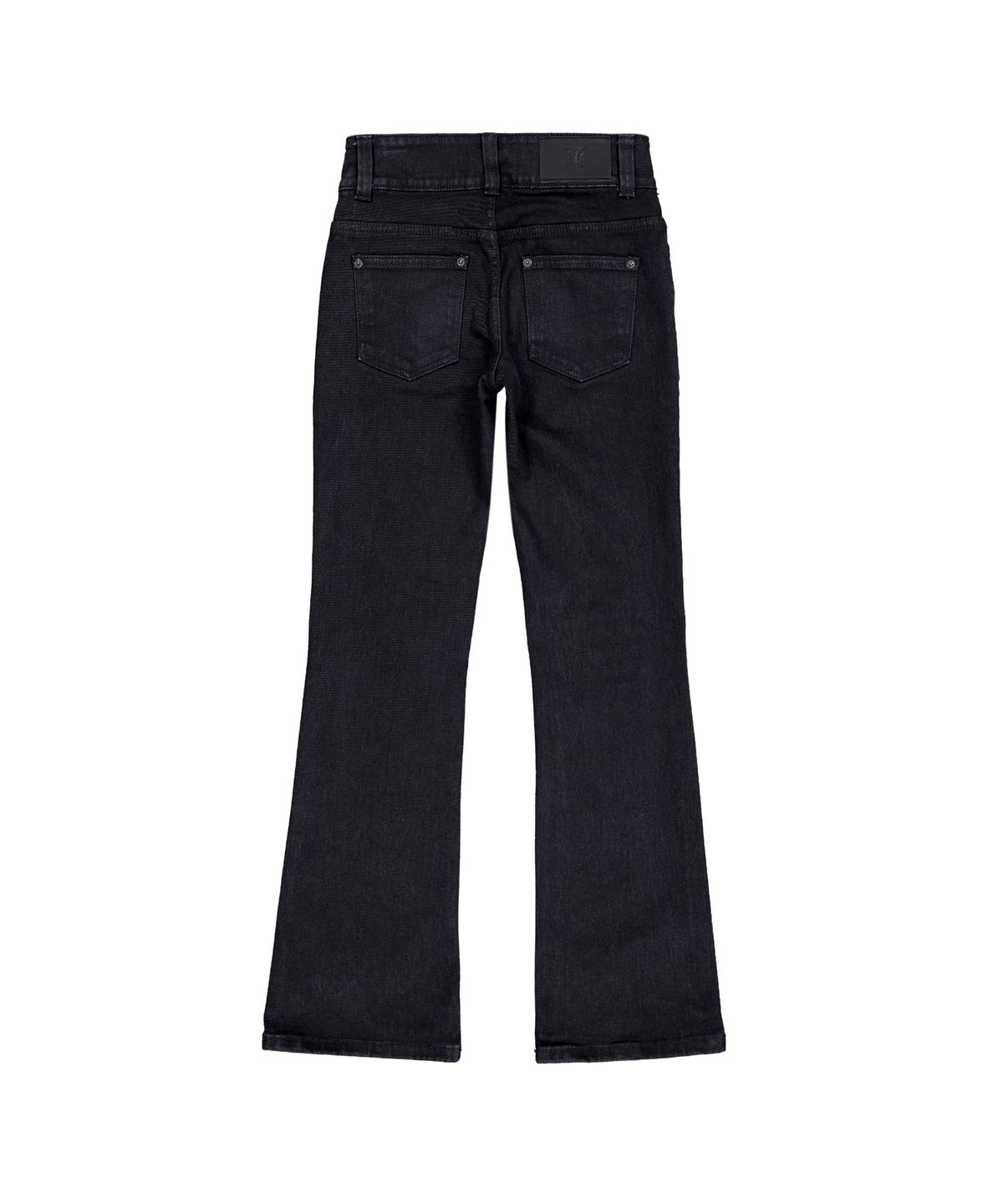 우알롱(WOOALONG) Black western washed boots-cut denim pants - BLACK
