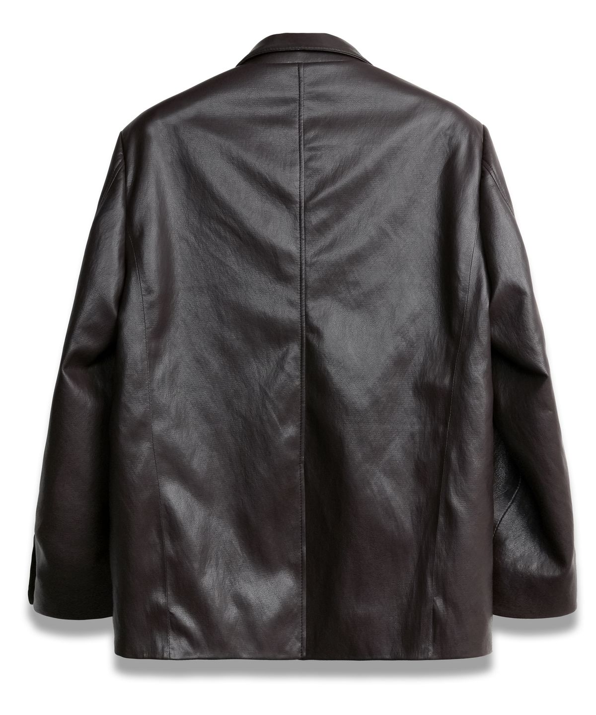 도프셉(DOFFSEPT) Vegan Leather Classic Single Blazer in Brown