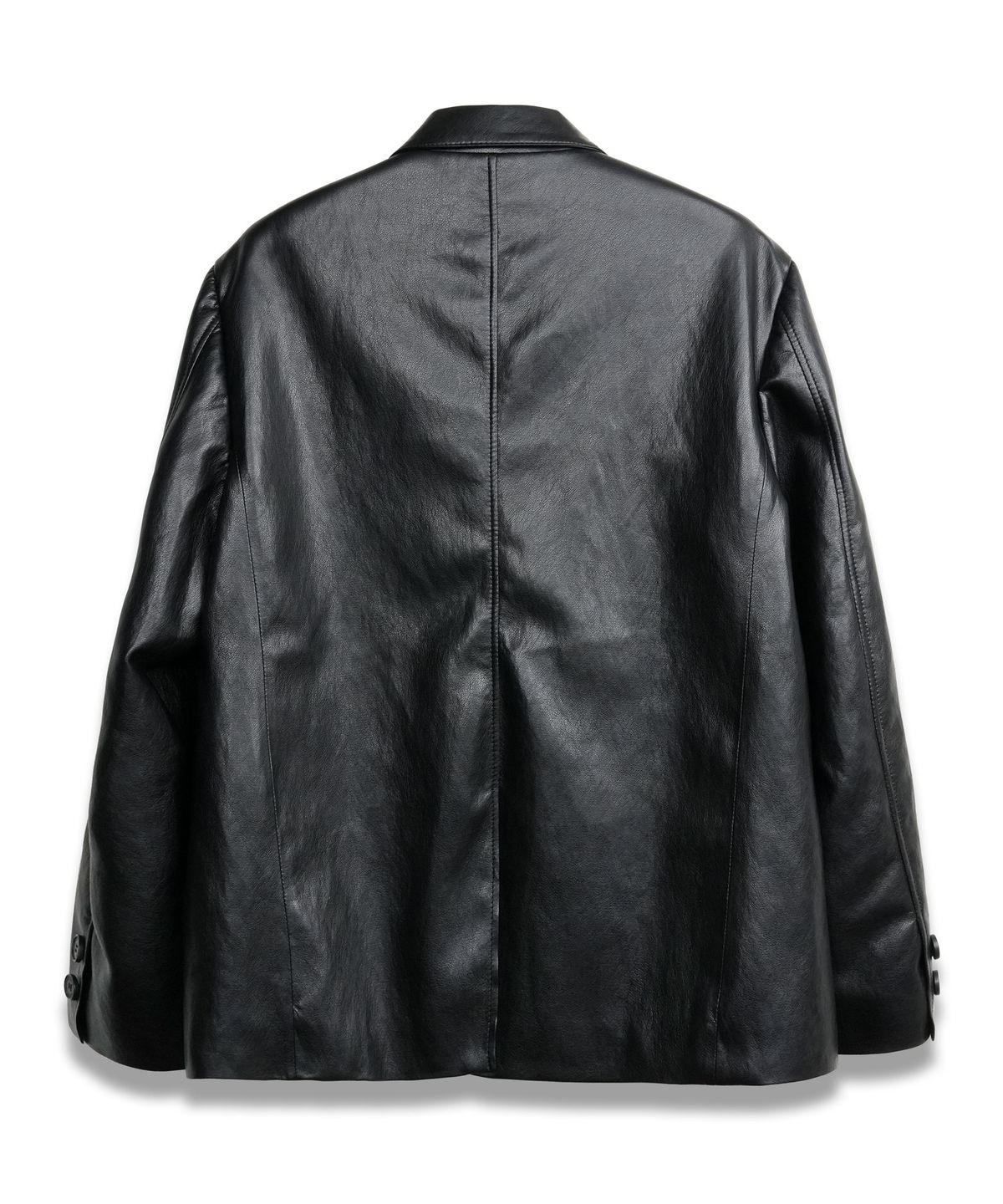 도프셉(DOFFSEPT) Vegan Leather Classic Single Blazer in Black