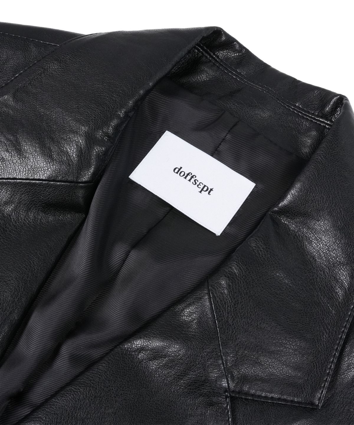 도프셉(DOFFSEPT) Vegan Leather Classic Single Blazer in Black