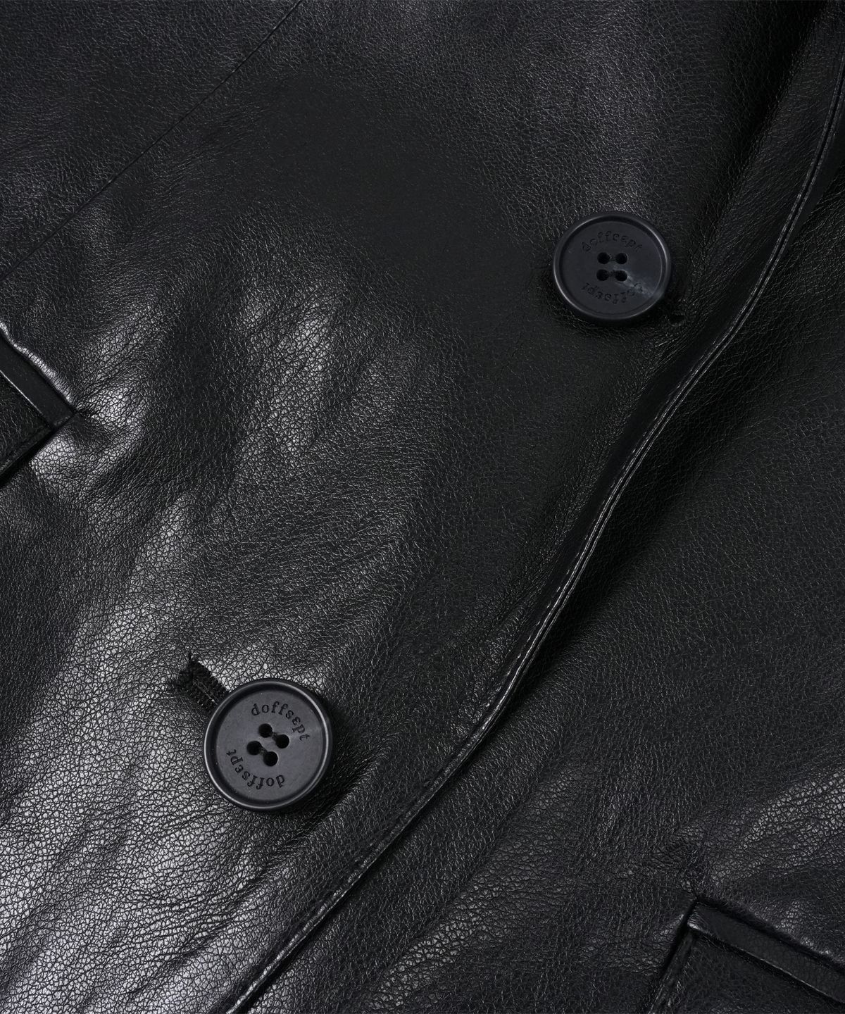 도프셉(DOFFSEPT) Vegan Leather Classic Single Blazer in Black