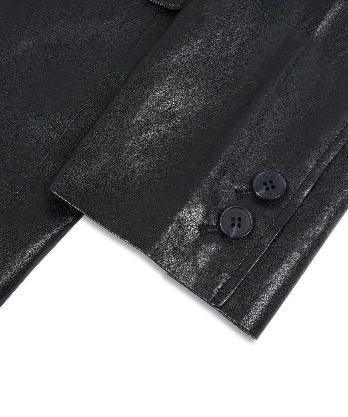 도프셉(DOFFSEPT) Vegan Leather Classic Single Blazer in Black