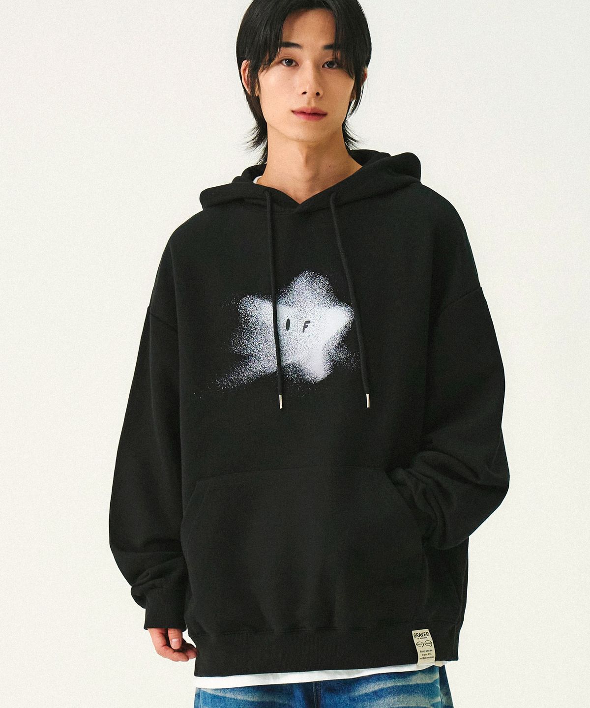그레이버(GRAVER) [UNISEX]Blue star 후드티_블랙