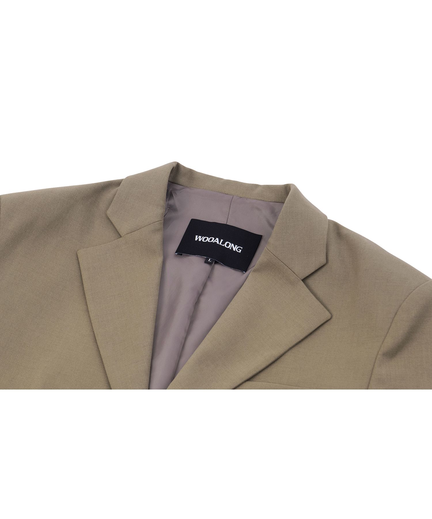 MUSINSA | WOOALONG Antique button semi-over blazer - MOCHA