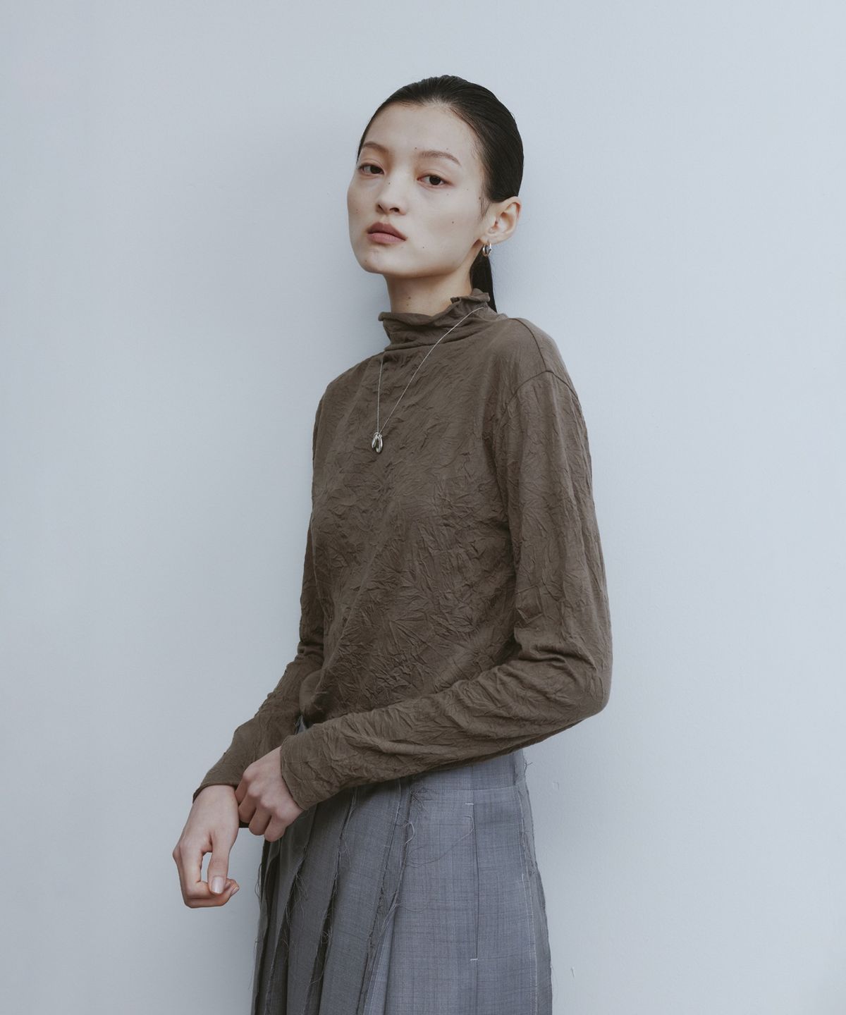 유스(YOUTH) Mock-neck Jersey Top - Light Blue