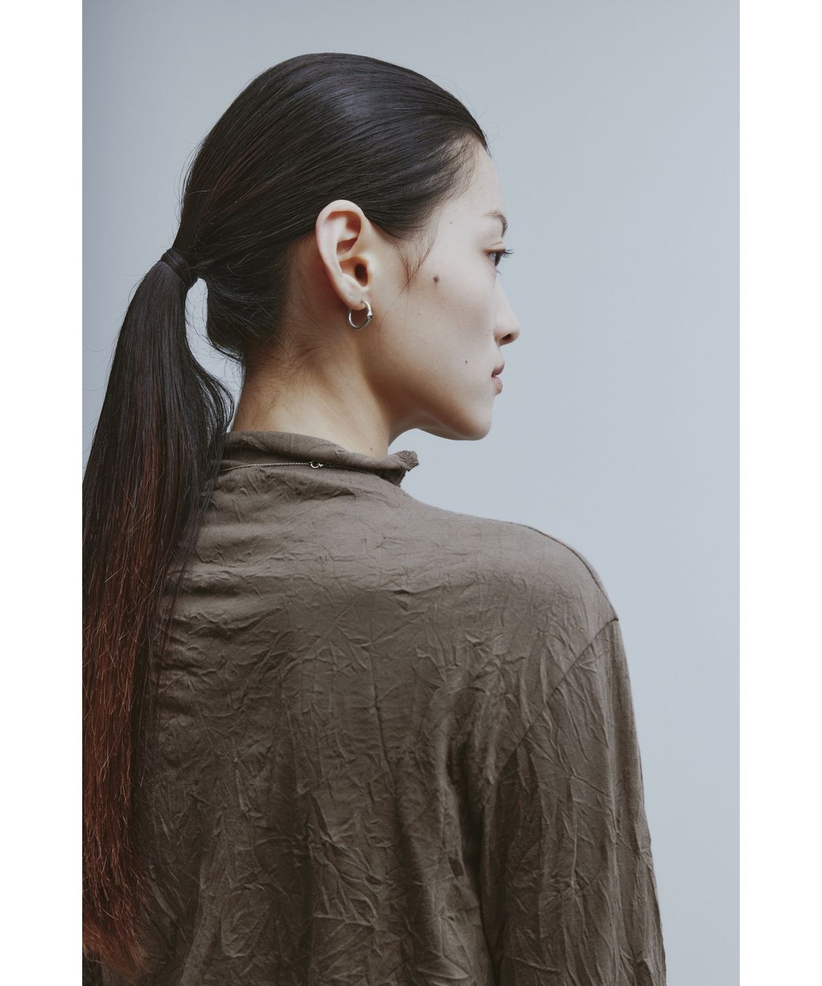 유스(YOUTH) Mock-neck Jersey Top - Brown