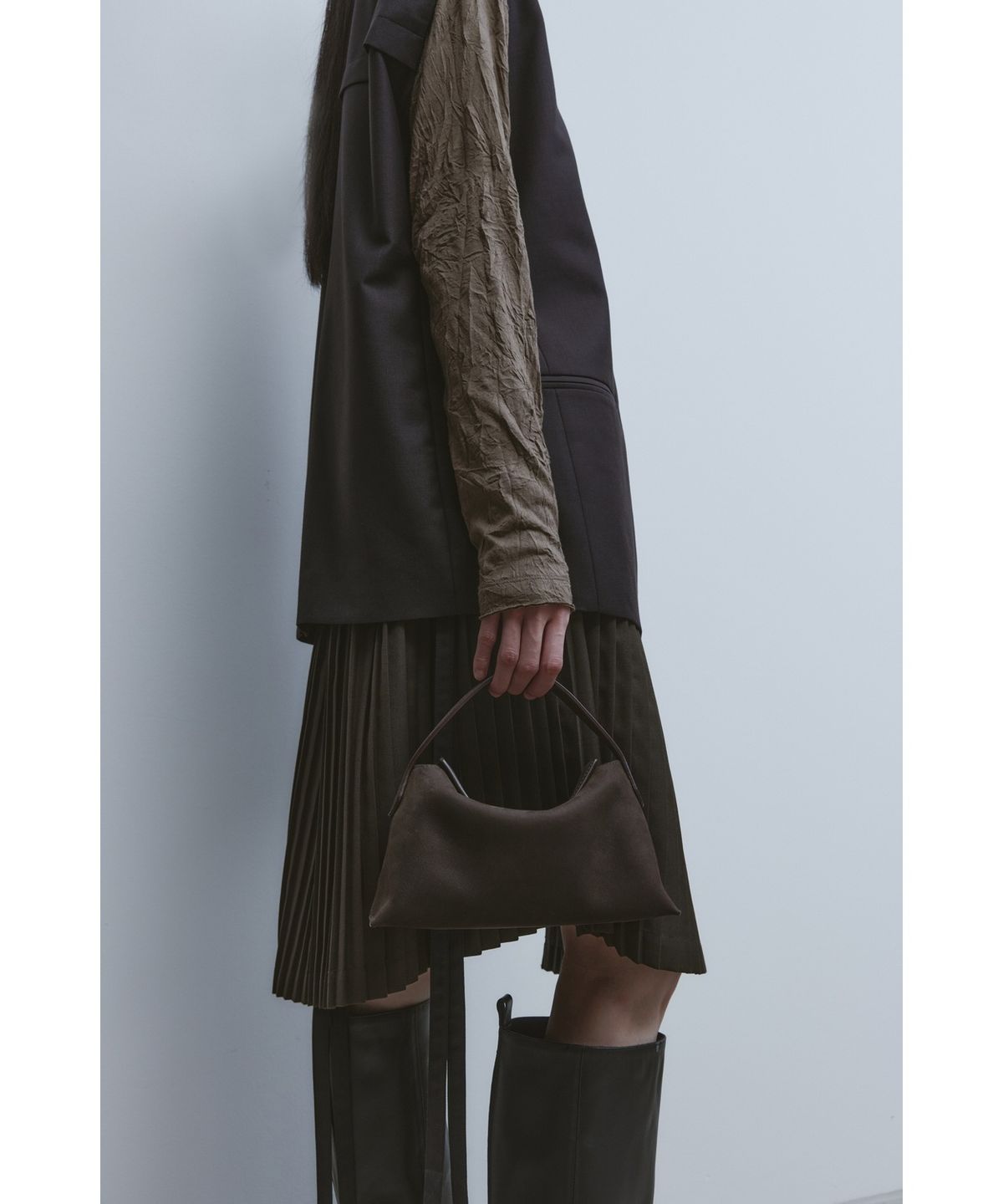 유스(YOUTH) Mock-neck Jersey Top - Brown