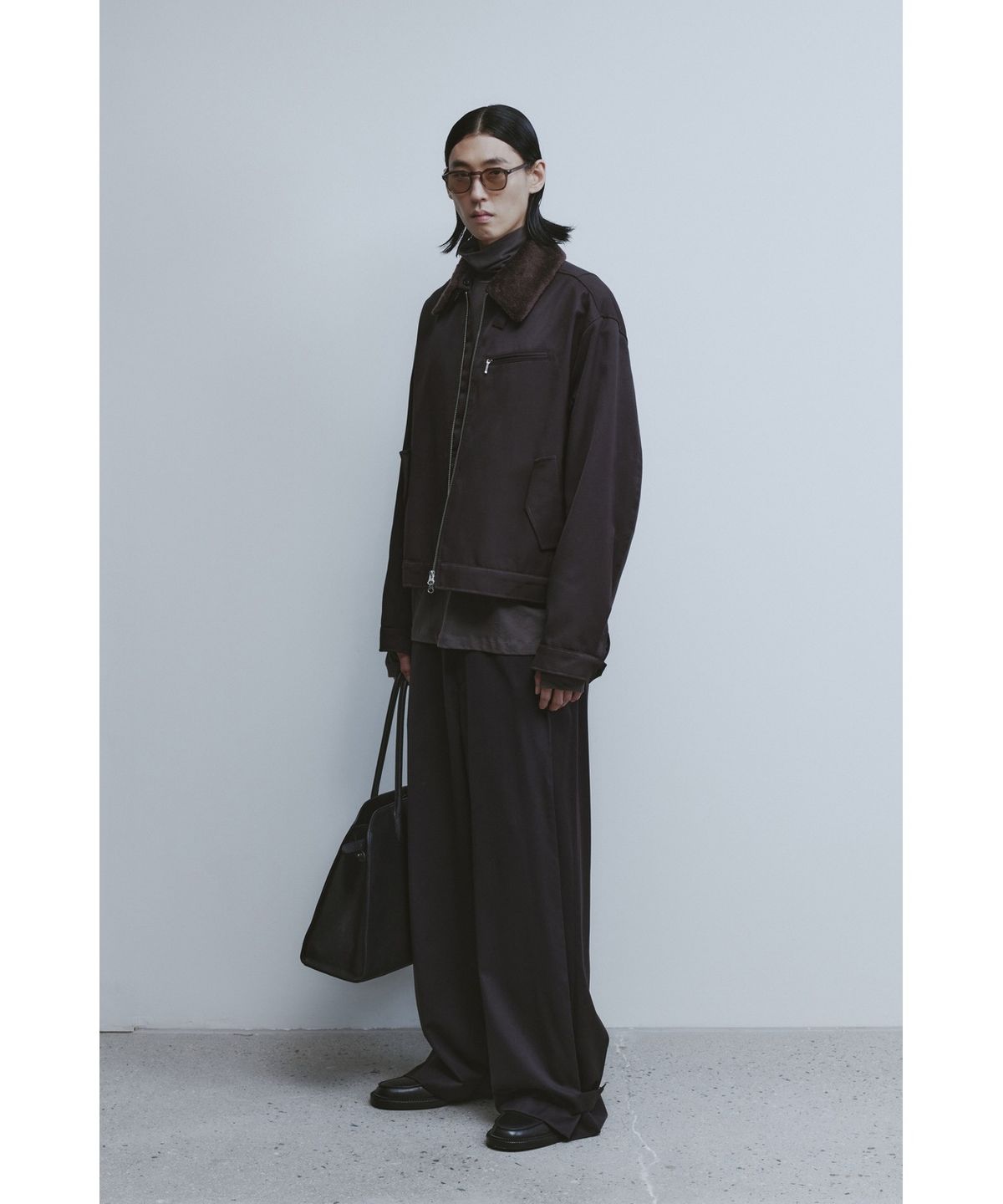 유스(YOUTH) Faux Shearing Collar Blouson - Purple Brown