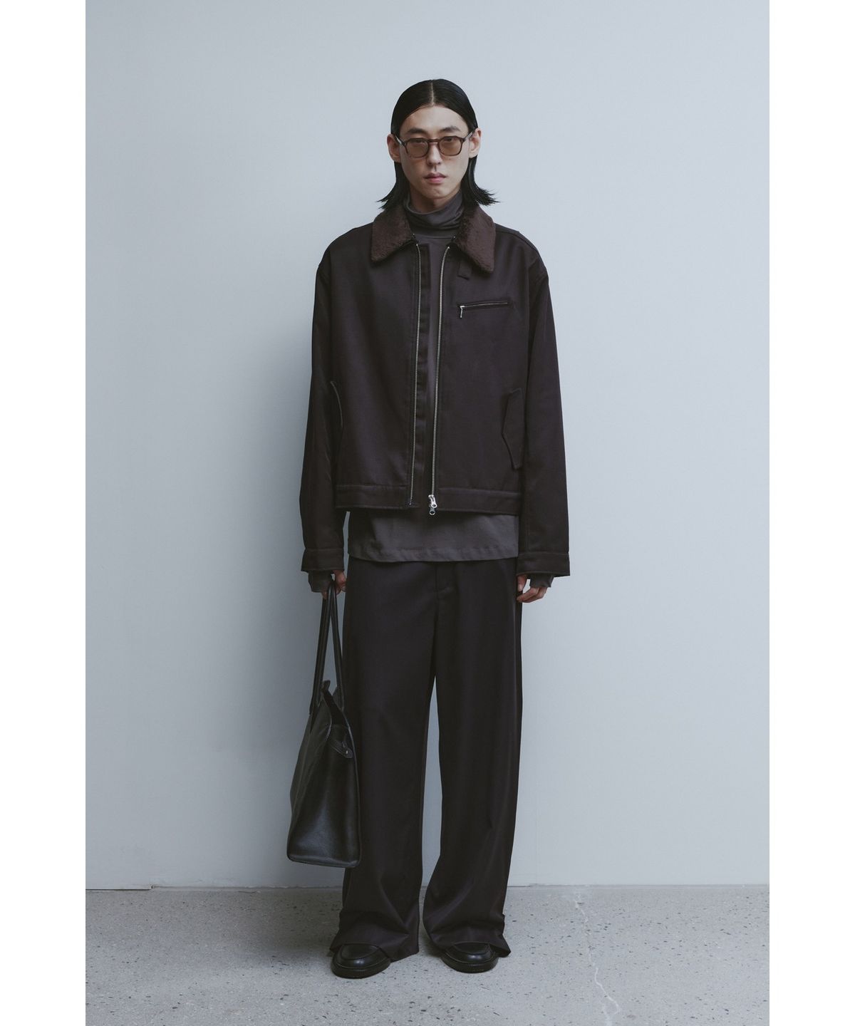 유스(YOUTH) Faux Shearing Collar Blouson - Purple Brown