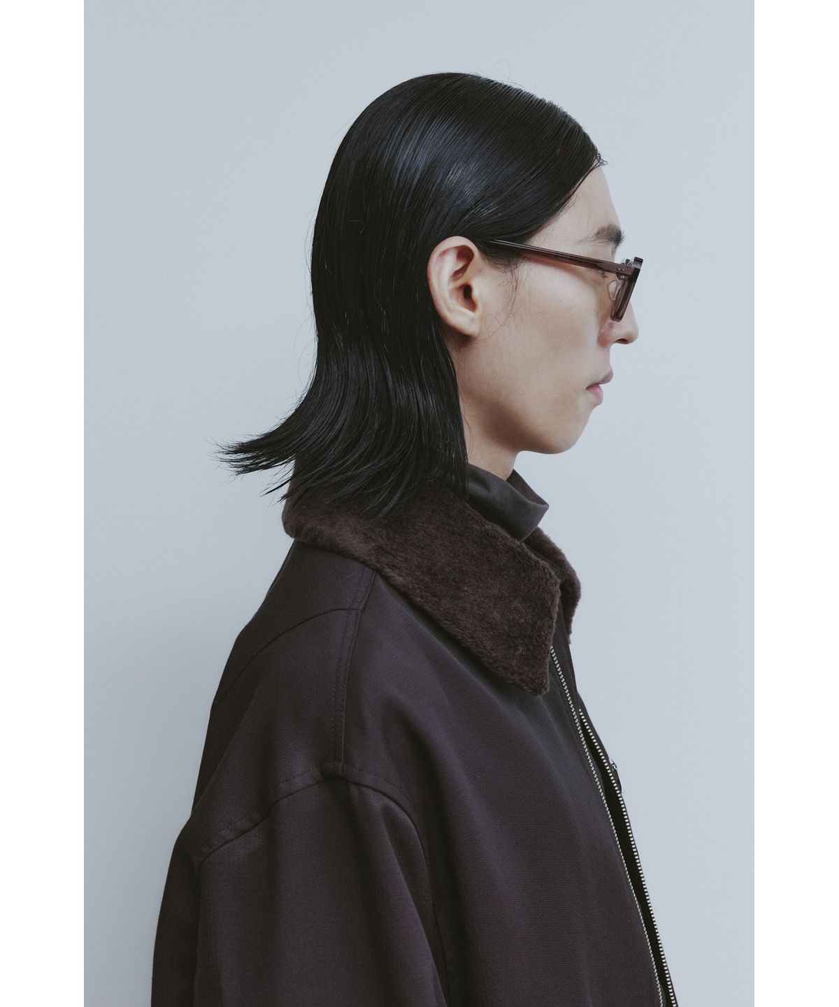 유스(YOUTH) Faux Shearing Collar Blouson - Purple Brown