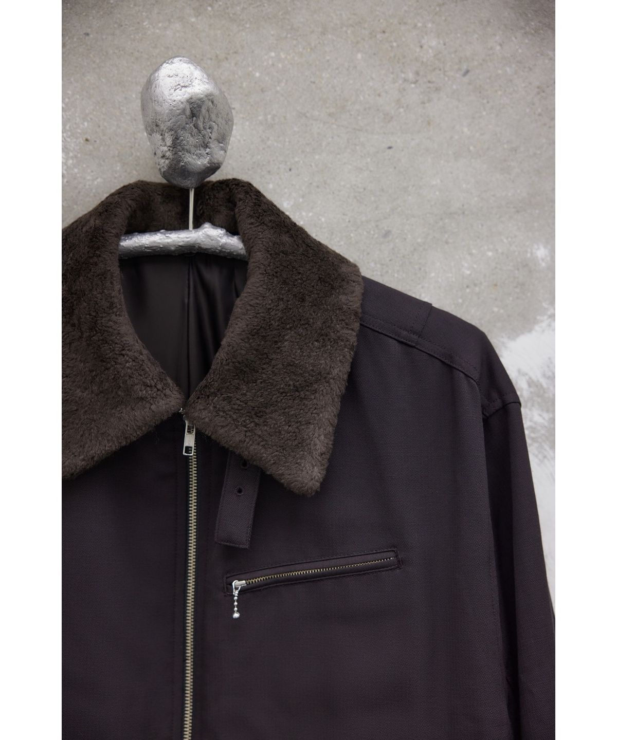 유스(YOUTH) Faux Shearing Collar Blouson - Purple Brown