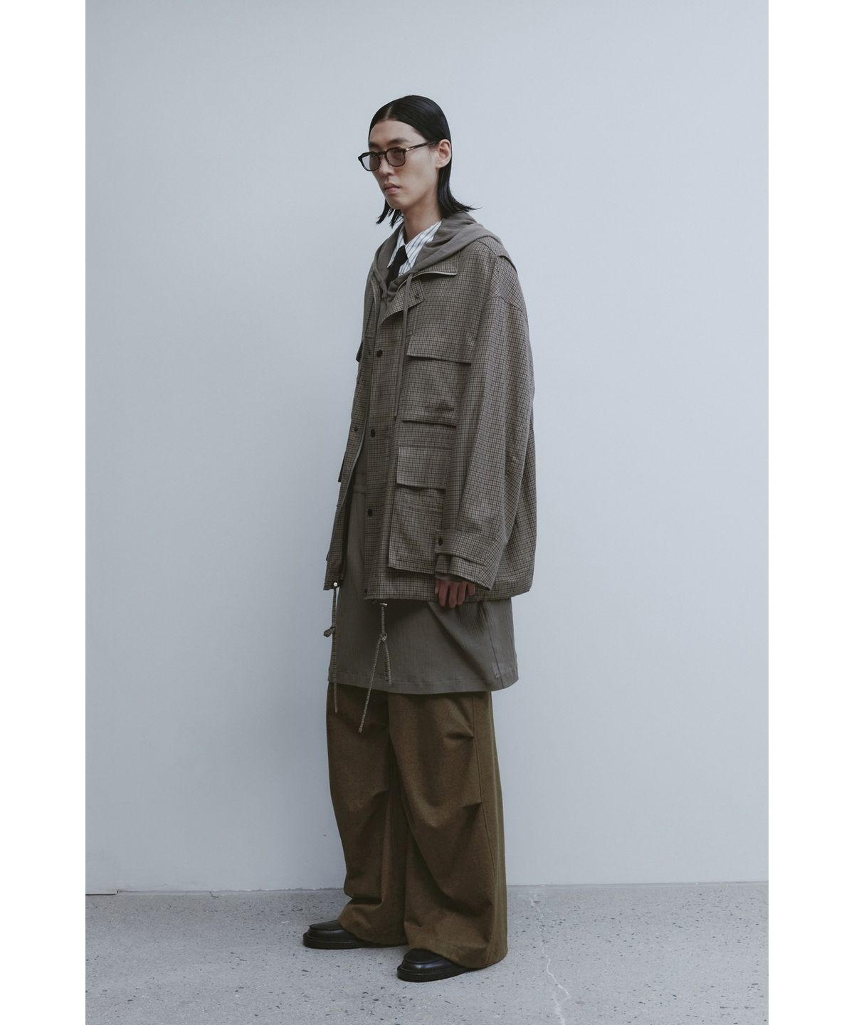 유스(YOUTH) Oversized Field Jacket - Brown check