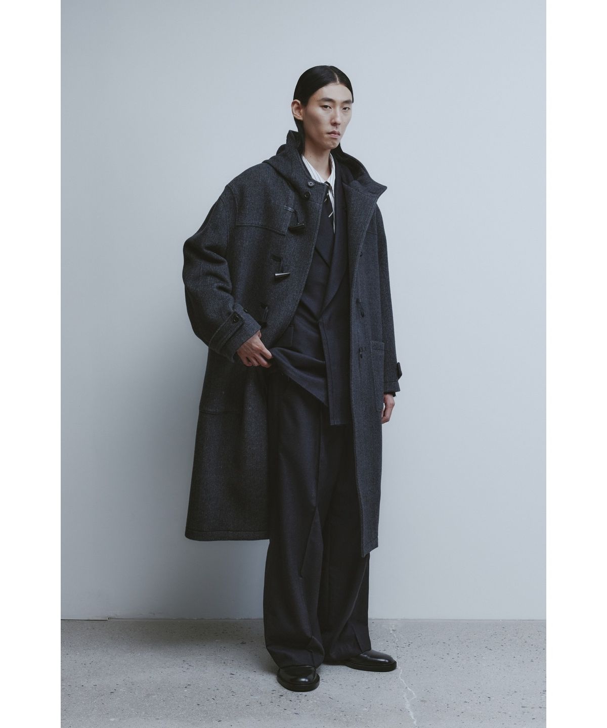 유스(YOUTH) Oversized Double Breasted Jacket - Charcoal Grey