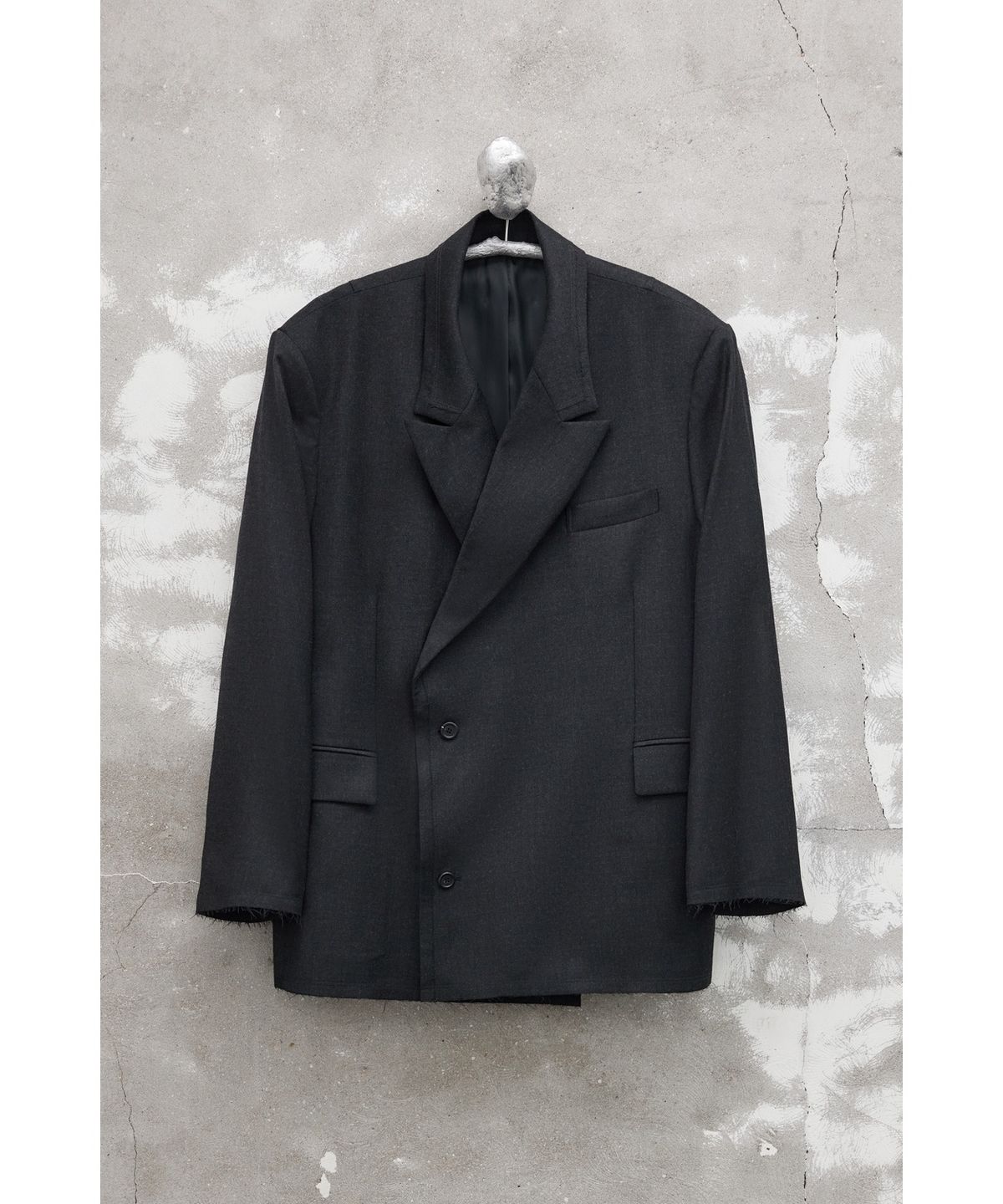 유스(YOUTH) Oversized Double Breasted Jacket - Charcoal Grey