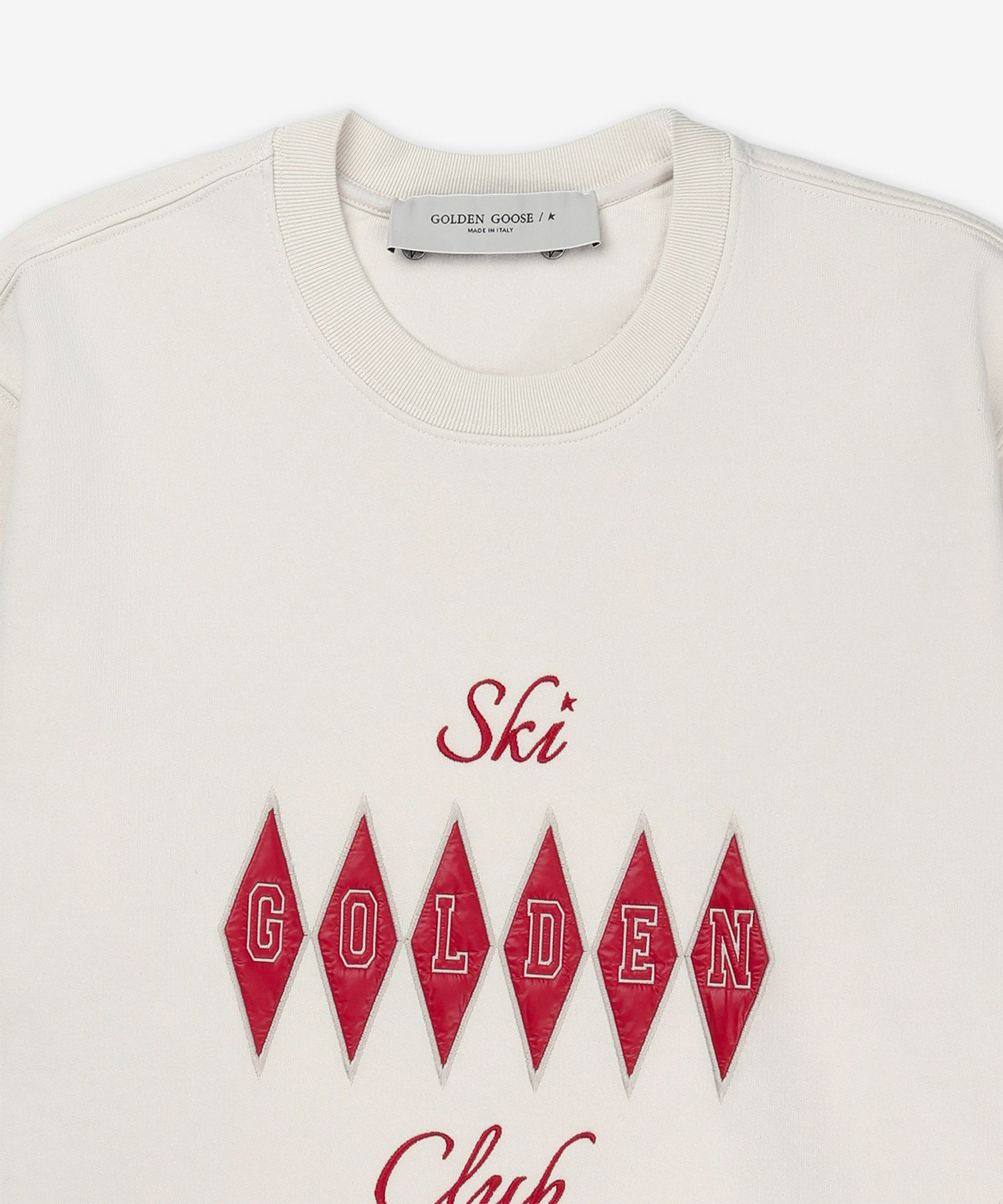 ★Golden ★ Embroidery Patch Man to Man White GMP01223P MUSINSA | GOLDEN GOOSE Embroidered Patch Man to Man - White
