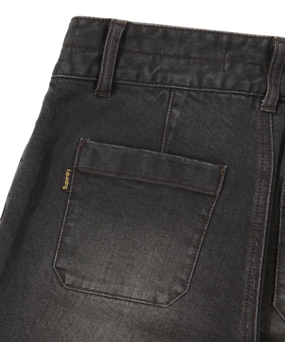 슈퍼드라이(SUPERDRY) W 아이코닉 플레어 데님 팬츠 블랙
