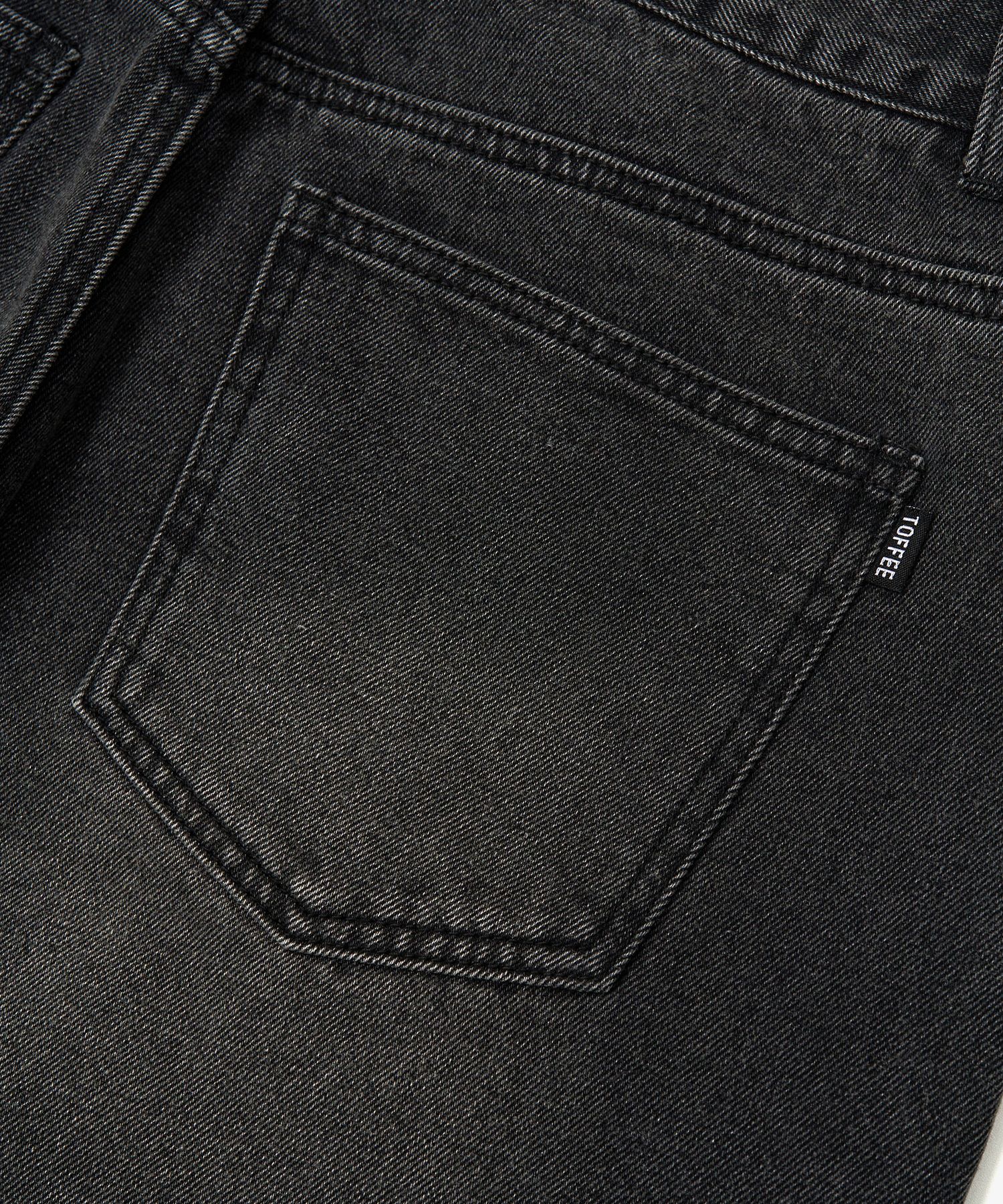 MUSINSA公式 | TOFFEE Crease Washing Wide Denim Pants (DEEP GREY)