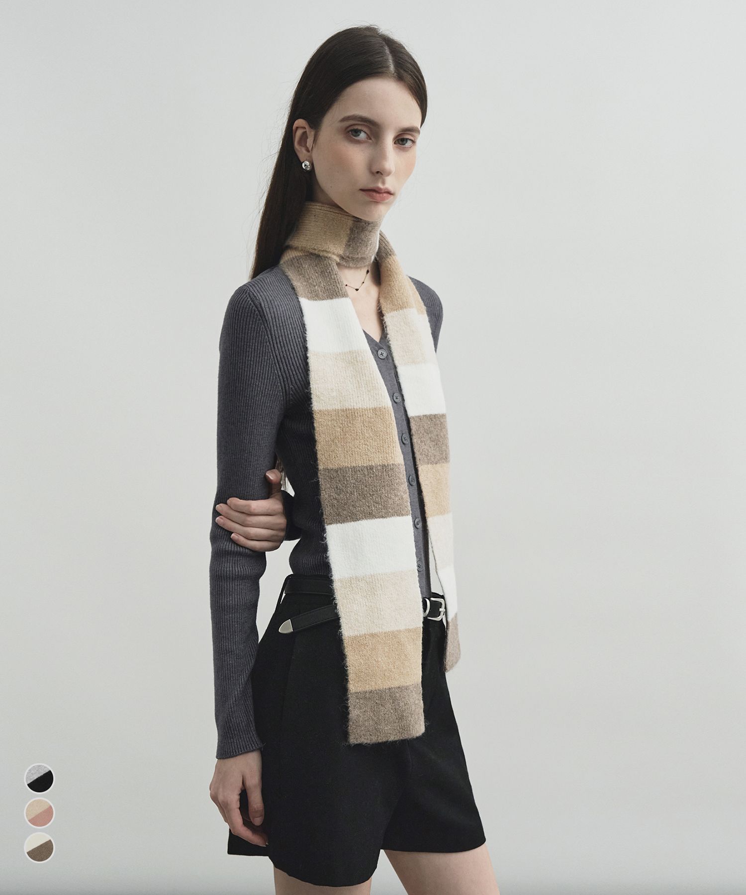 MUSINSA公式 | MONGDOL [3カラー] ストライプニットマフラー MDAC031