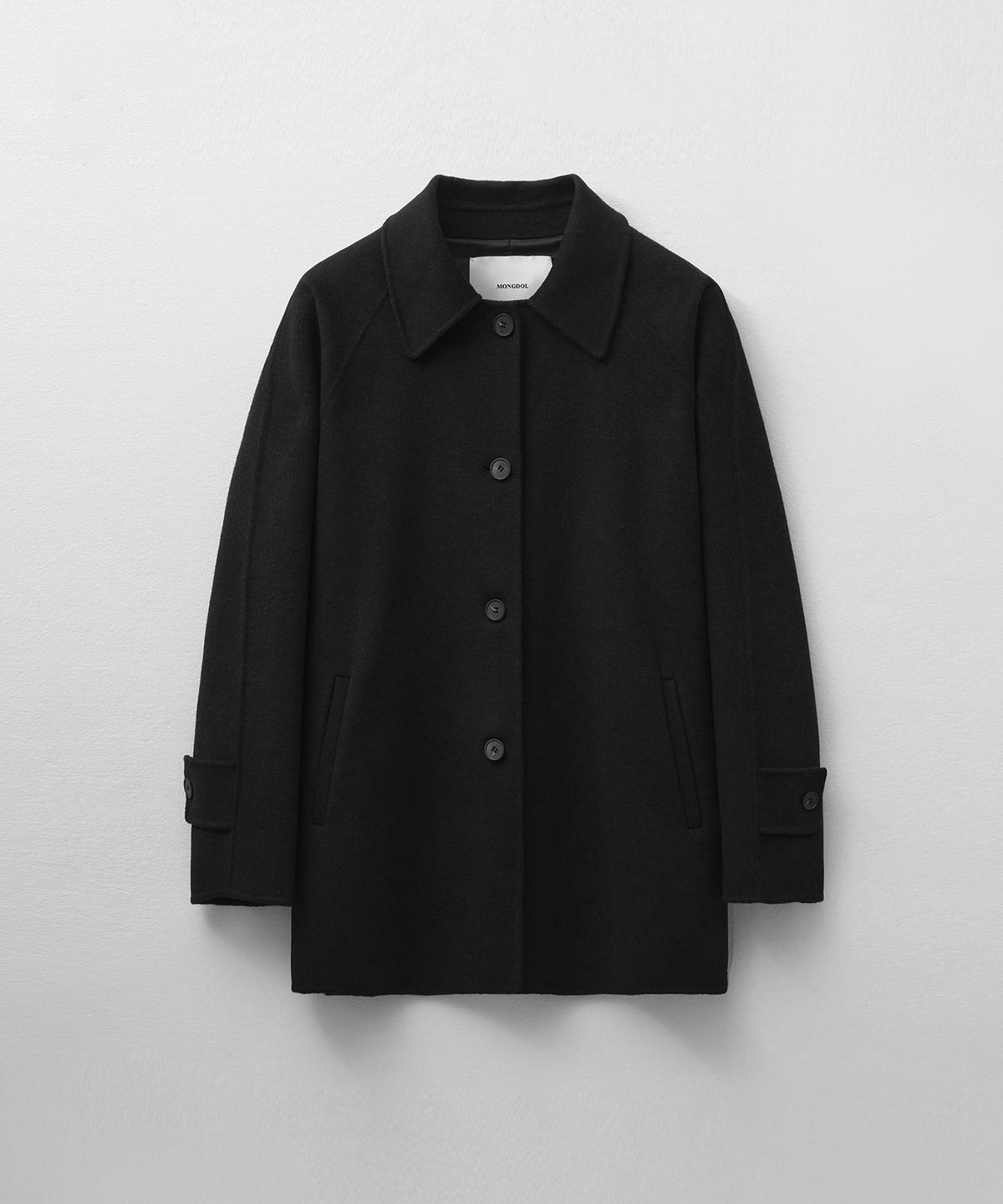 몽돌(MONGDOL) 캐시미어 울 핸드메이드 하프 코트 블랙 MDCT013BLACK