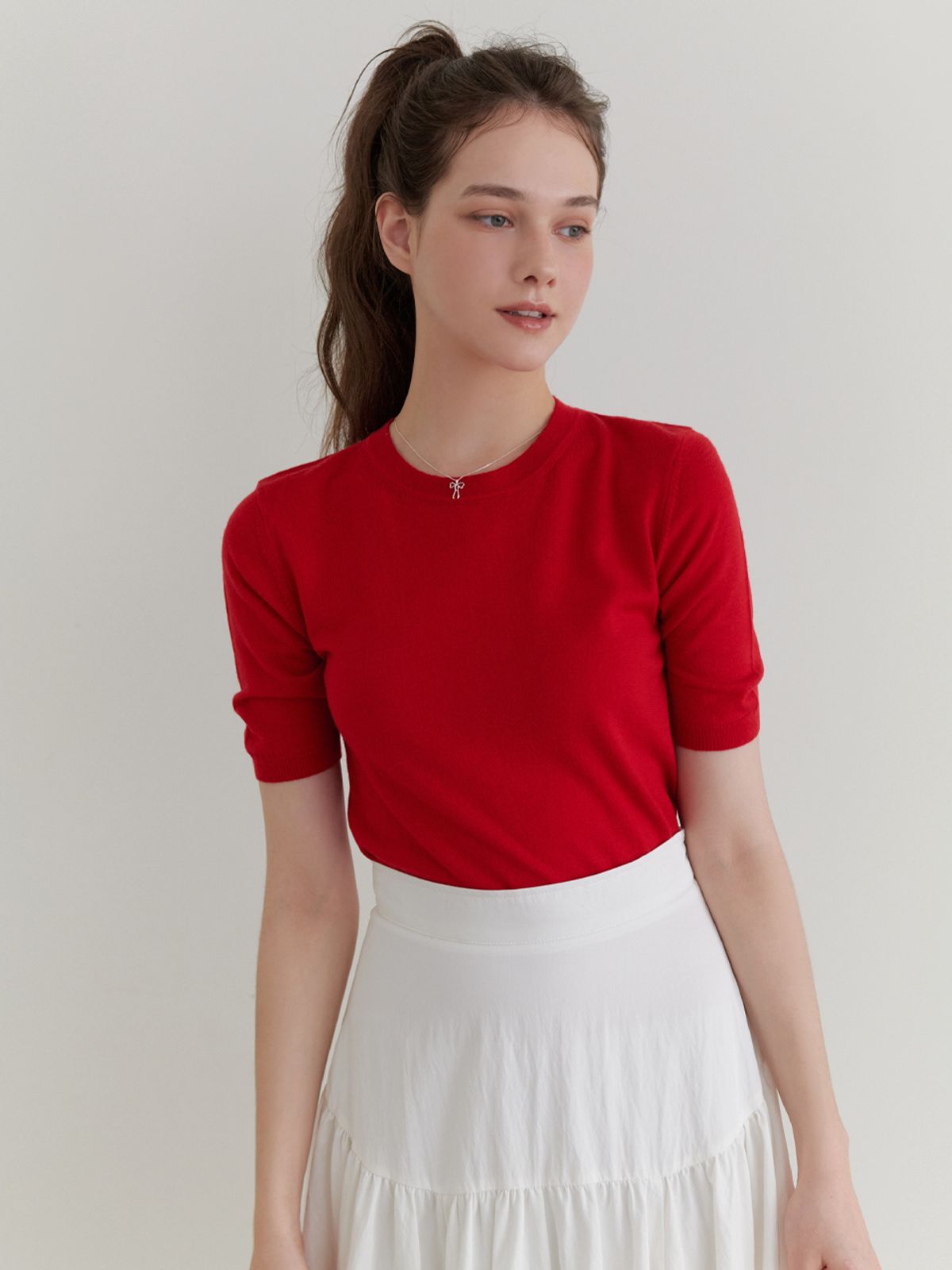 리엘(RE L) Sandy half knit (red)