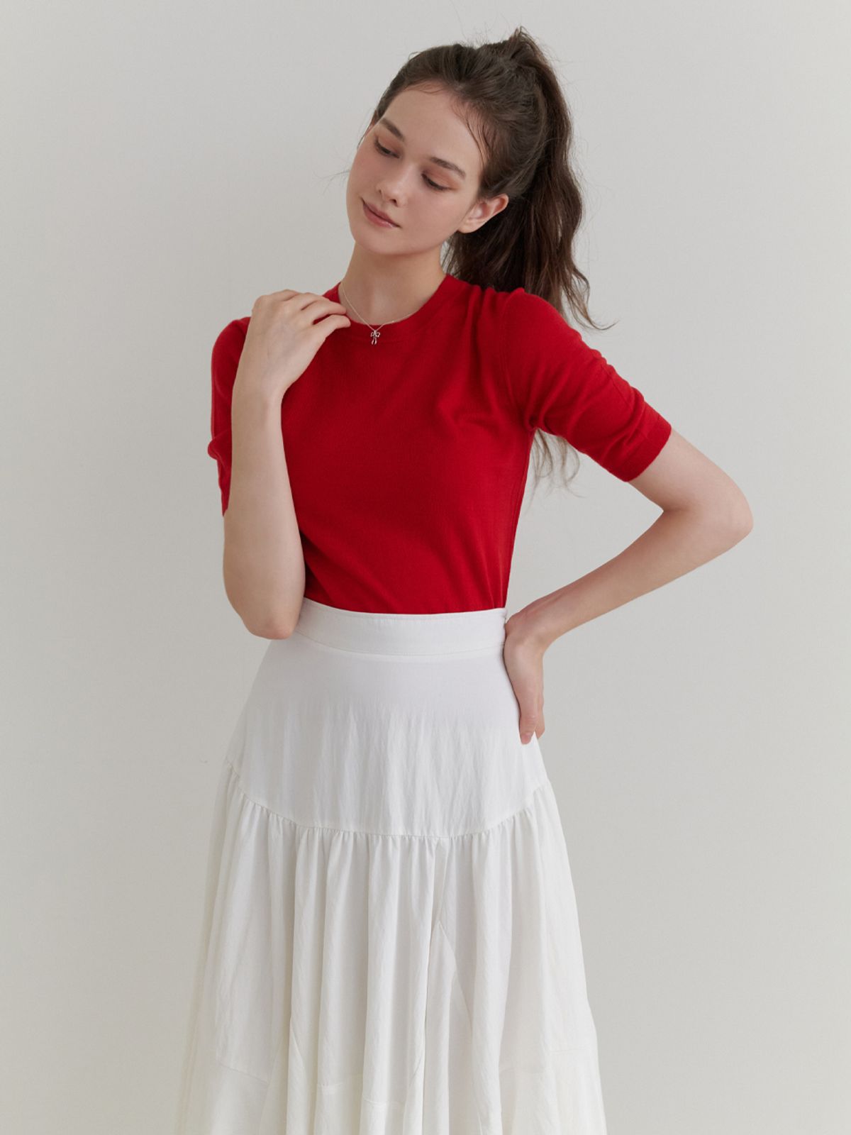리엘(RE L) Sandy half knit (red)