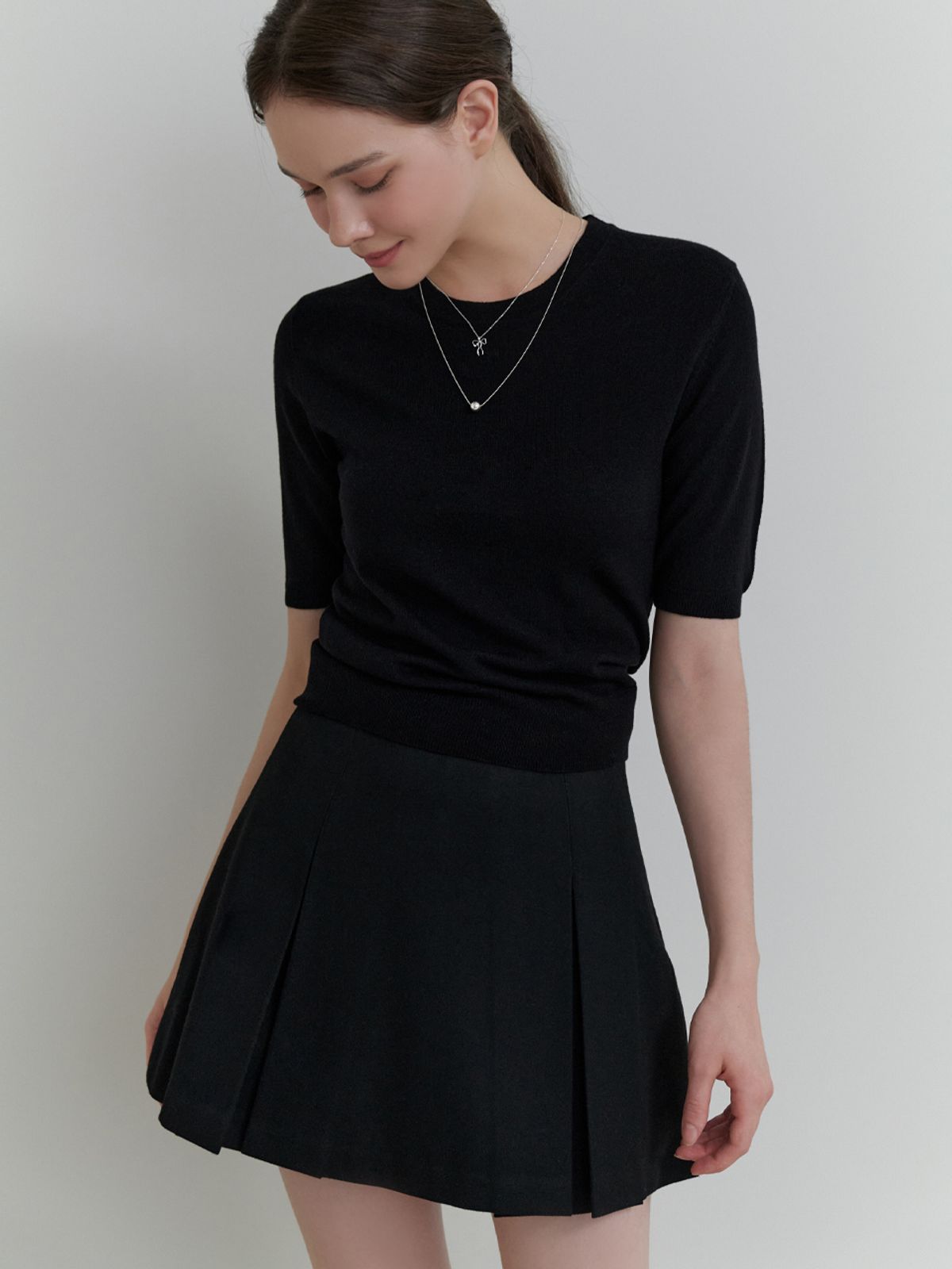 리엘(RE L) Sandy half knit (black)