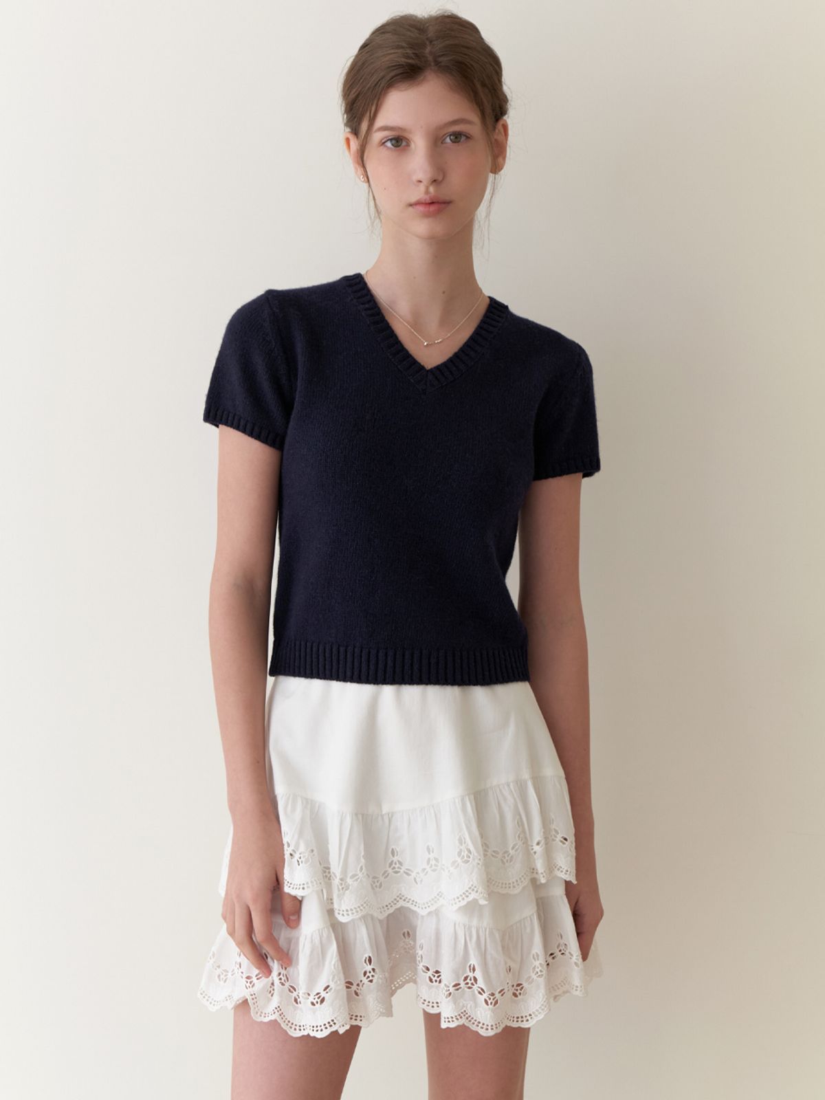 리엘(RE L) Fav half v knit (navy)
